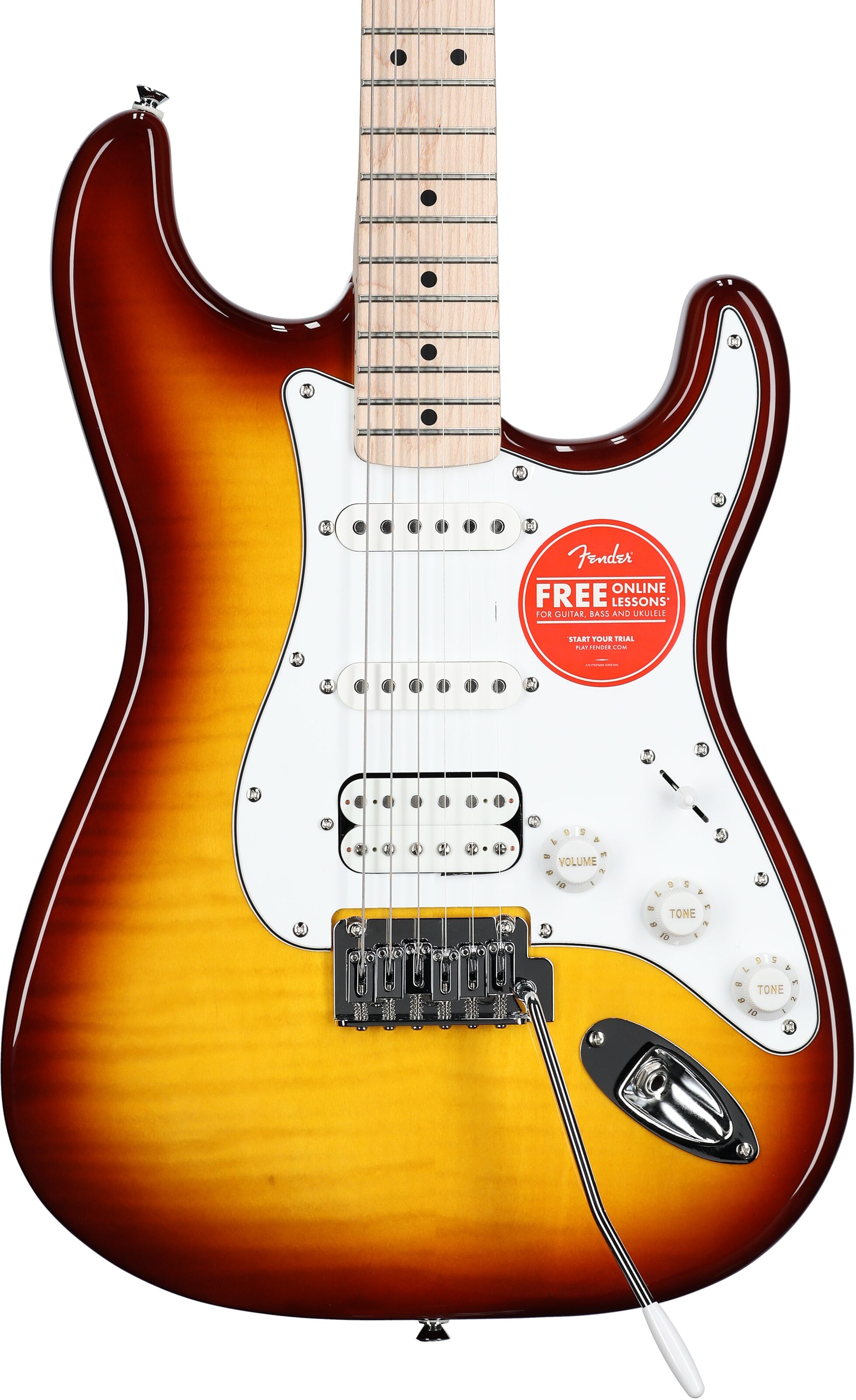 Squier Affinity Stratocaster FMT HSS Electric Guitar, Maple Fingerboard, Sienna Sunburst, Body Straight Front