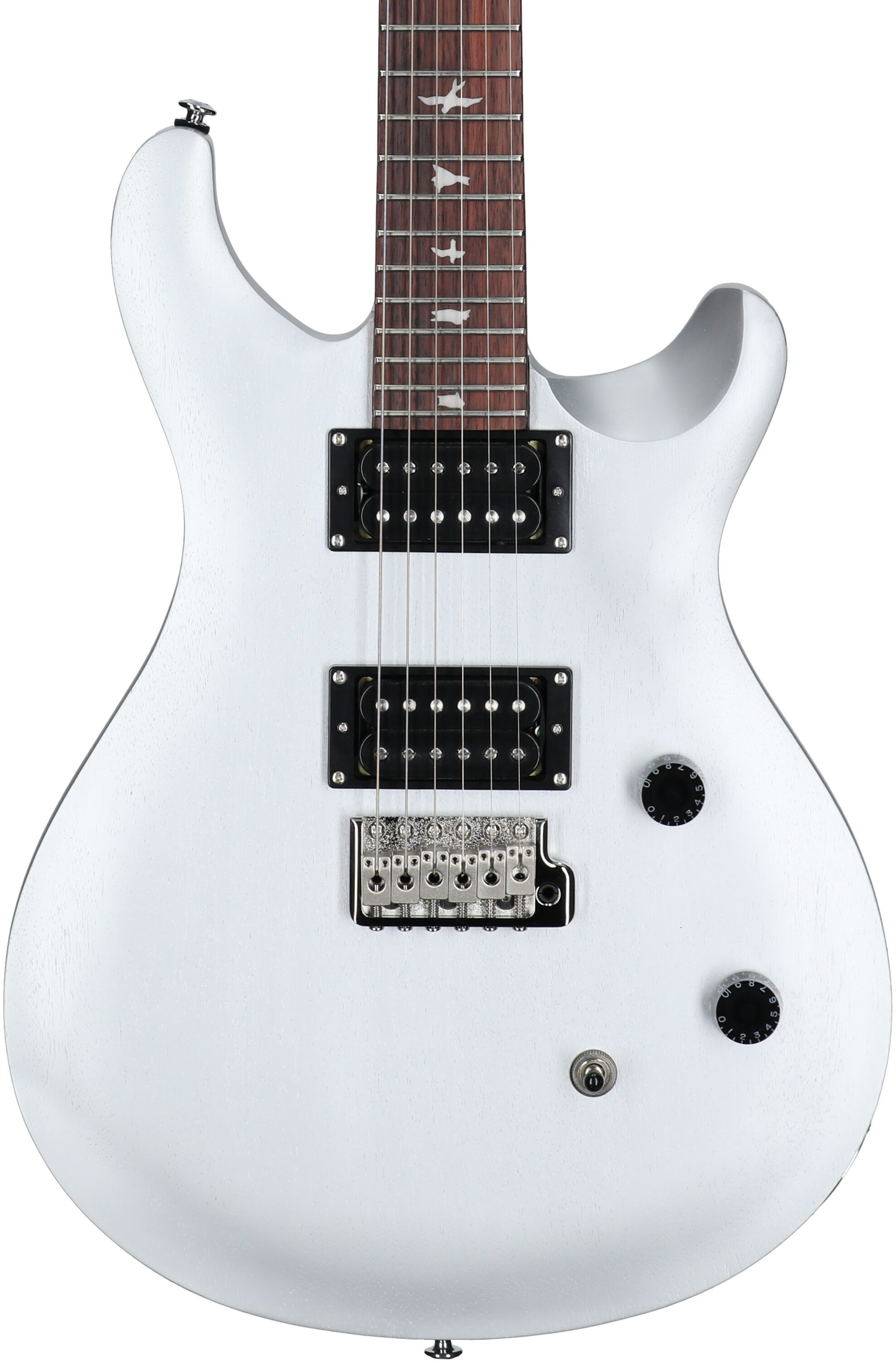 PRS Paul Reed Smith SE CE24 Standard Satin Electric Guitar (with Gig Bag), Metallic Silver, Body Straight Front