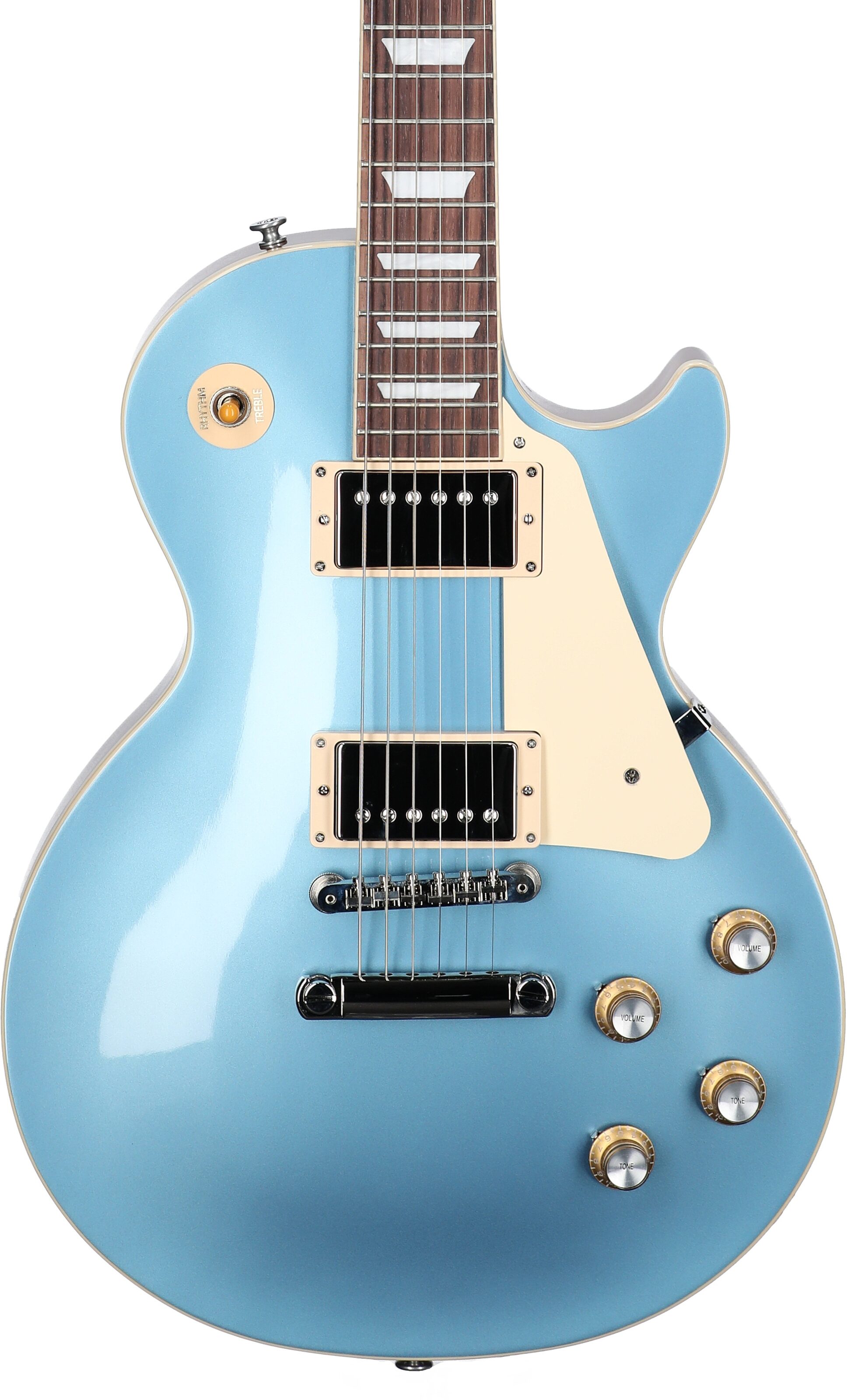 Gibson Les Paul Standard '60s Custom Color Electric Guitar, Plain Top (with Case), Pelham Blue, Body Straight Front