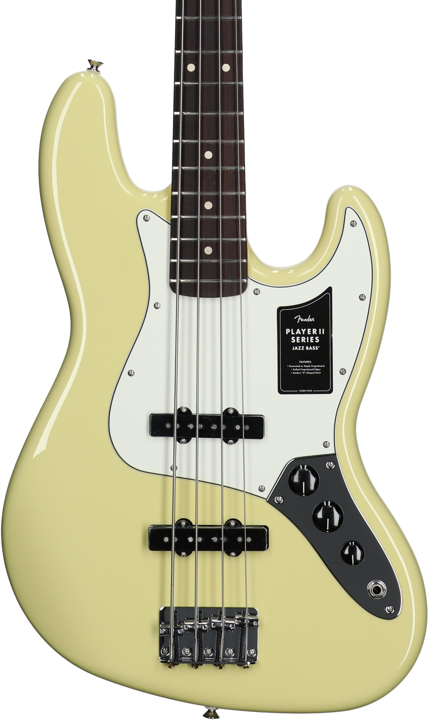Fender Player II Jazz Electric Bass, with Rosewood Fingerboard, Hialeah Yellow, Body Straight Front