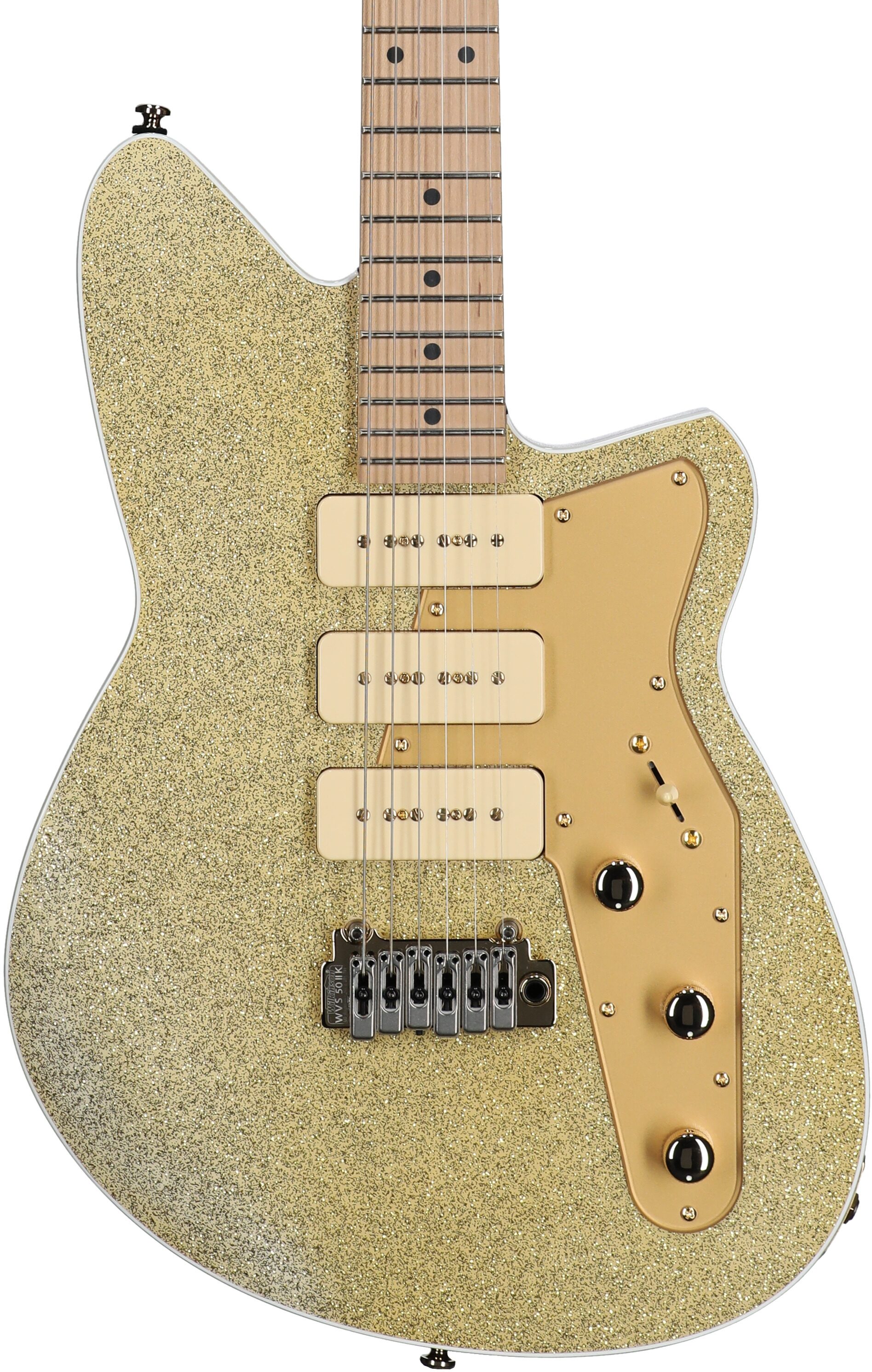 Reverend Ryan Malicsi Signature Electric Guitar, White Gold Sparkle, Body Straight Front