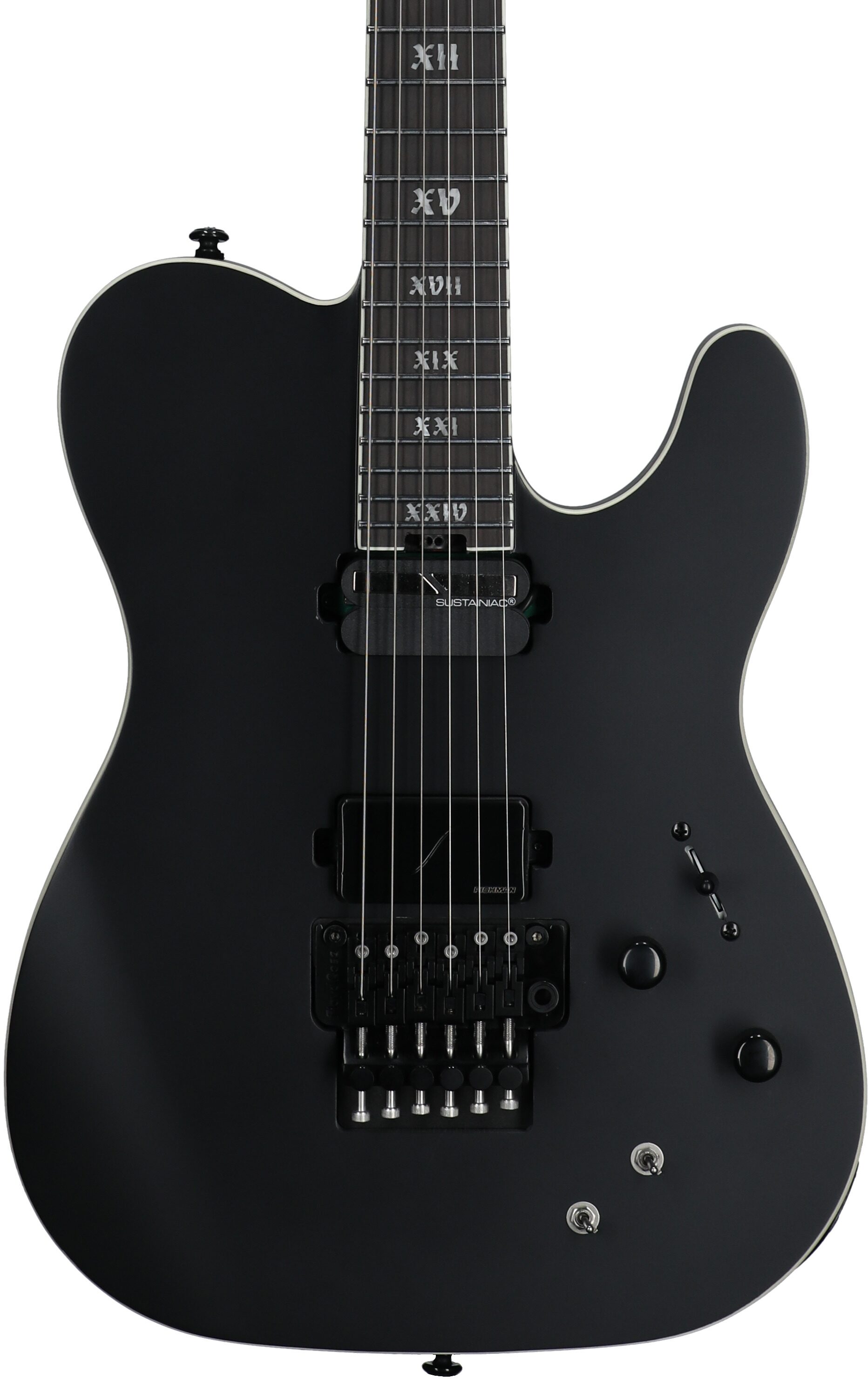 Schecter PT FR-S SLS Elite Evil Twin Electric Guitar, Satin Black, Body Straight Front