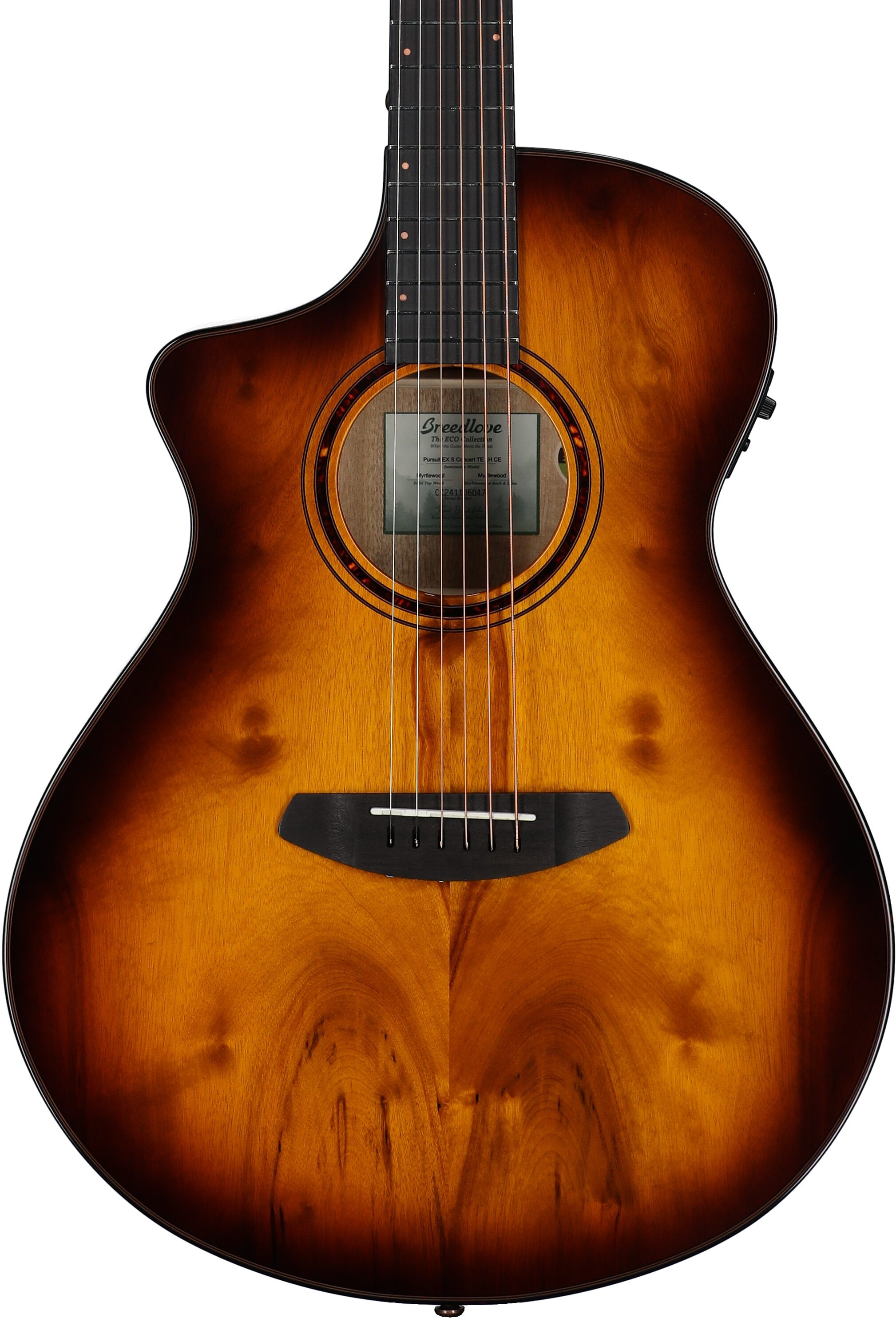 Breedlove Pursuit Exotic S Concert Acoustic-Electric Guitar, Left-Handed, Tigers Eye, Body Straight Front