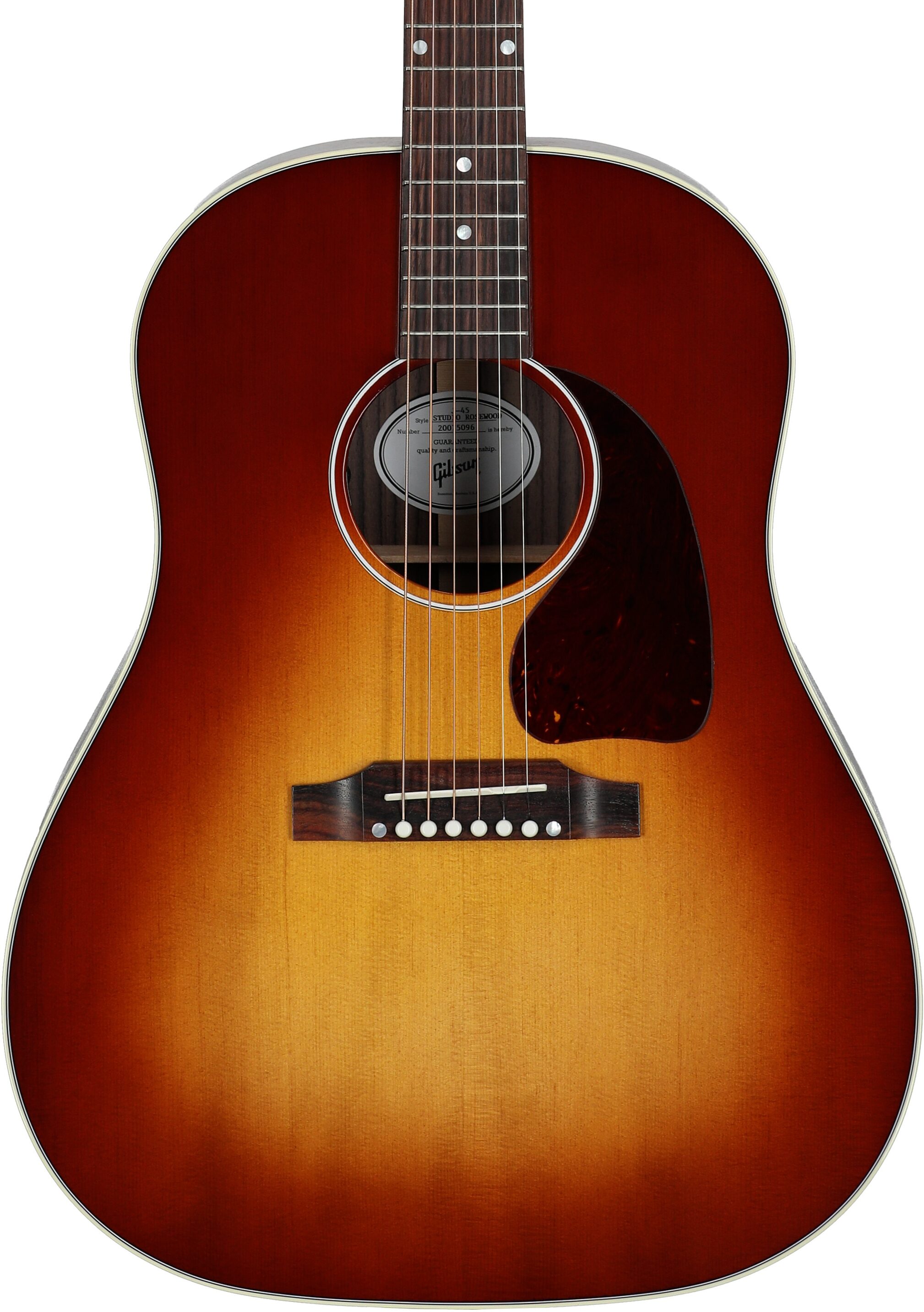 Gibson J-45 Studio Rosewood Acoustic-Electric Guitar, Gloss Finish (with Case), Rosewood Burst, Body Straight Front
