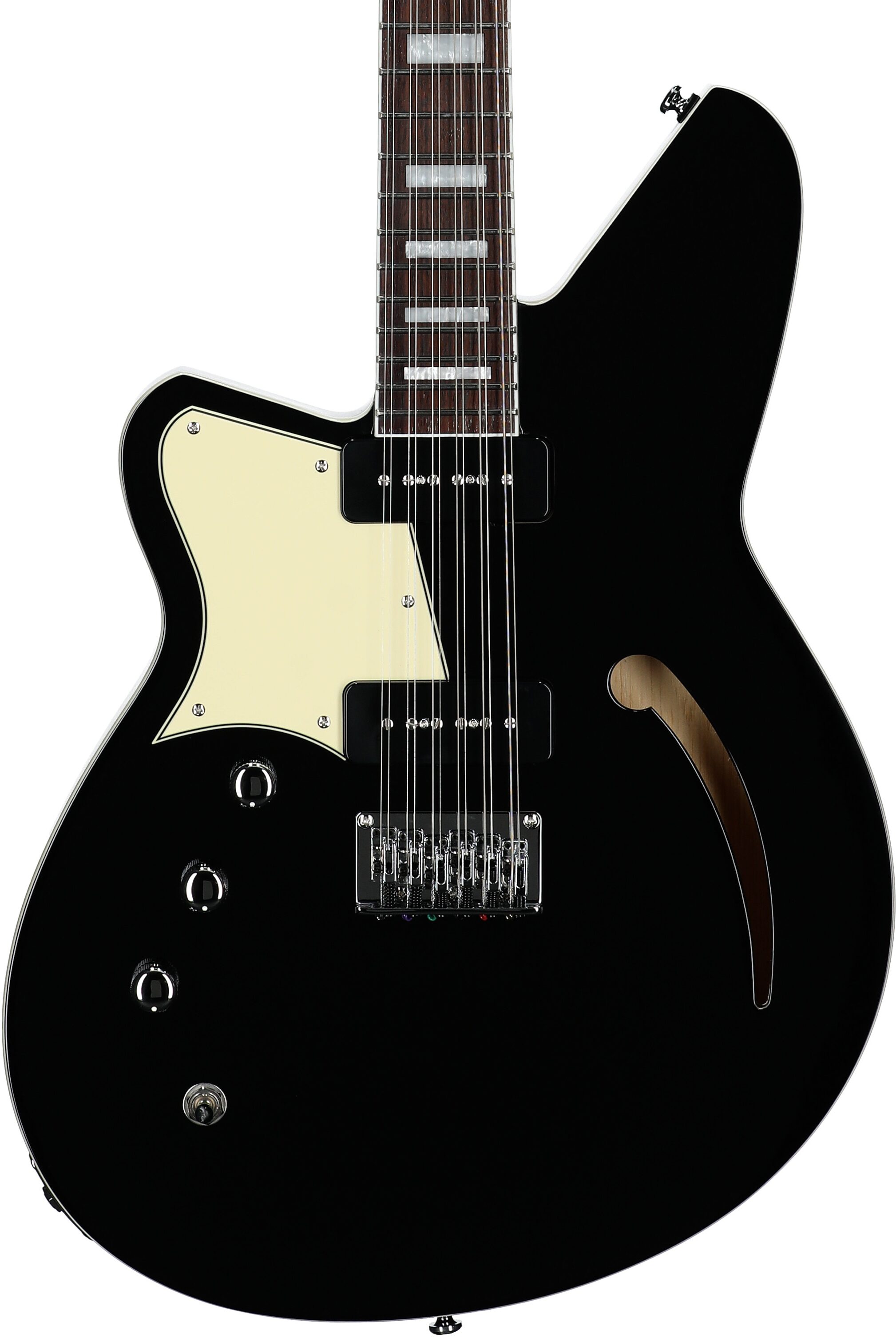Reverend Airwave Electric Guitar, 12-String (Left-Handed), Midnight Black, Body Straight Front