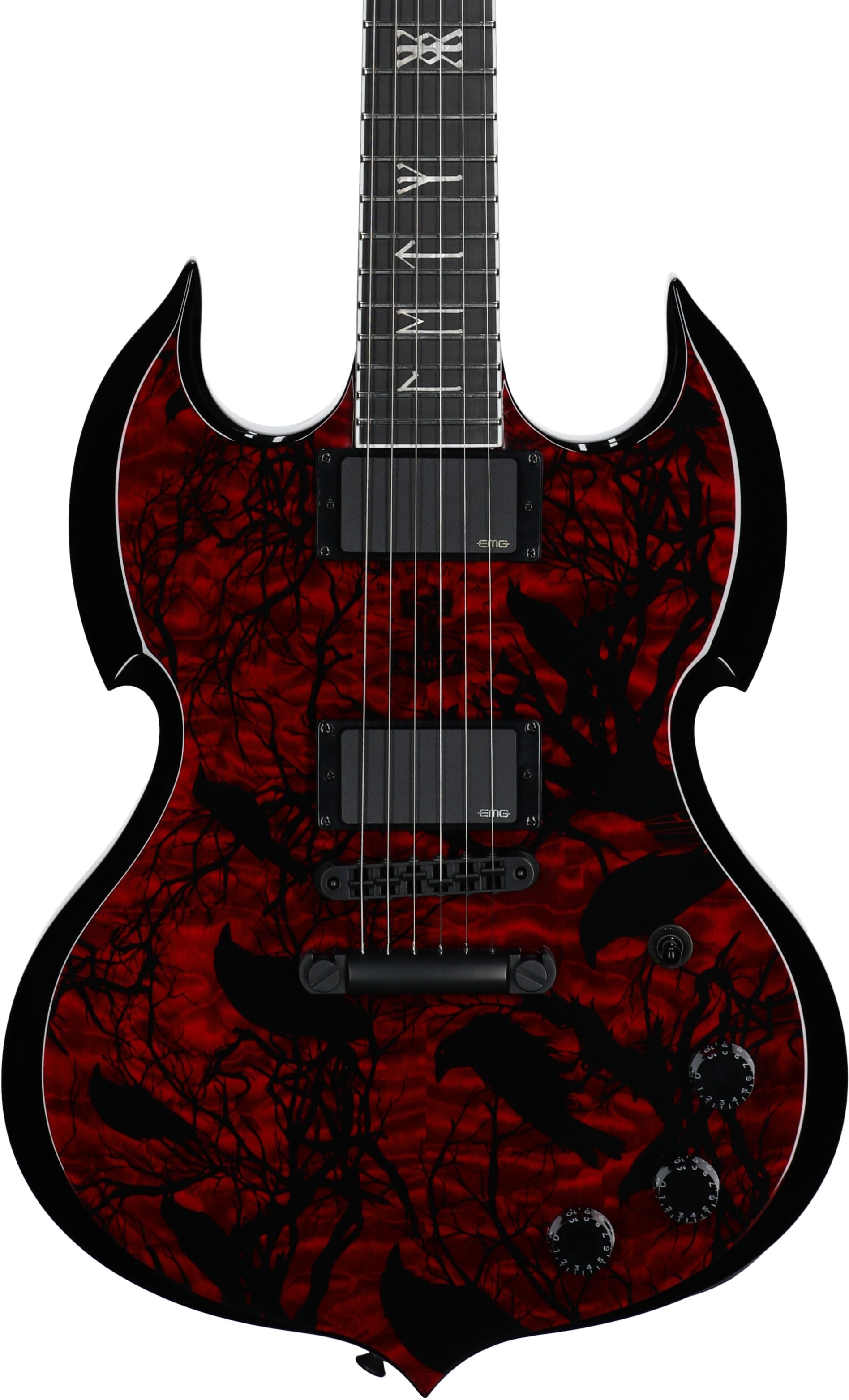 Wylde Audio Barbarian Electric Guitar, Blood Raven, Body Straight Front