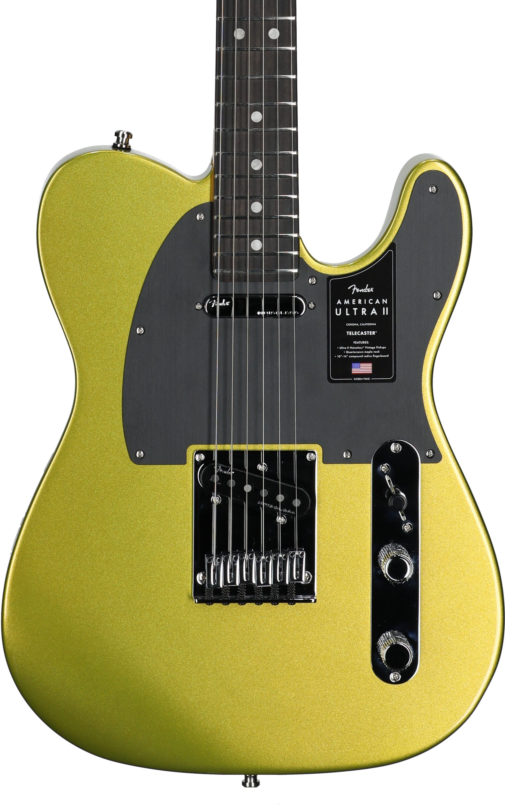 Fender American Ultra II Telecaster Electric Guitar, Ebony Fingerboard (with Case), Solar Flare, Body Straight Front