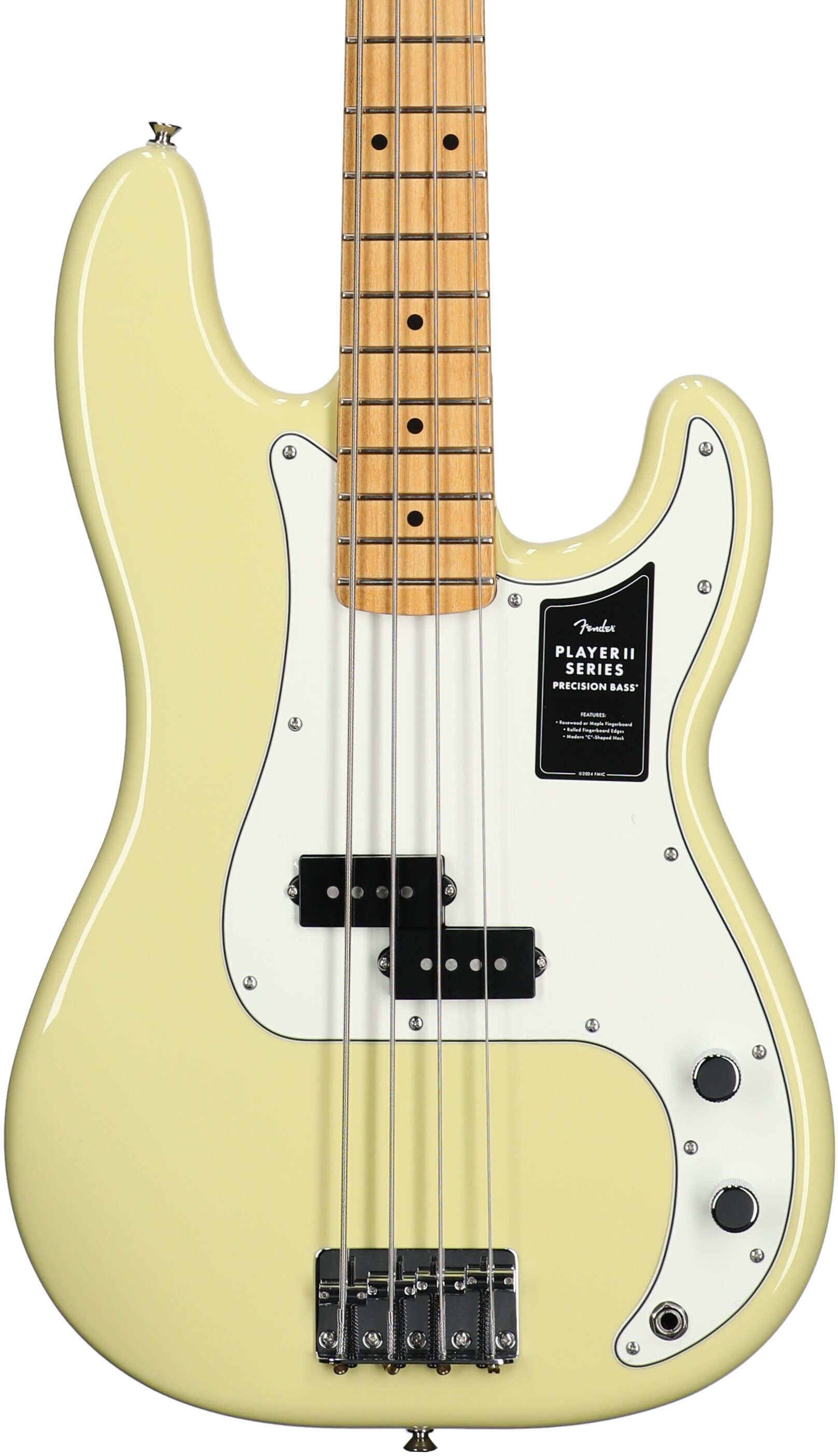 Fender Player II Precision Electric Bass, with Maple Fingerboard, Hialeah Yellow, Open Box (Very Good), Body Straight Front
