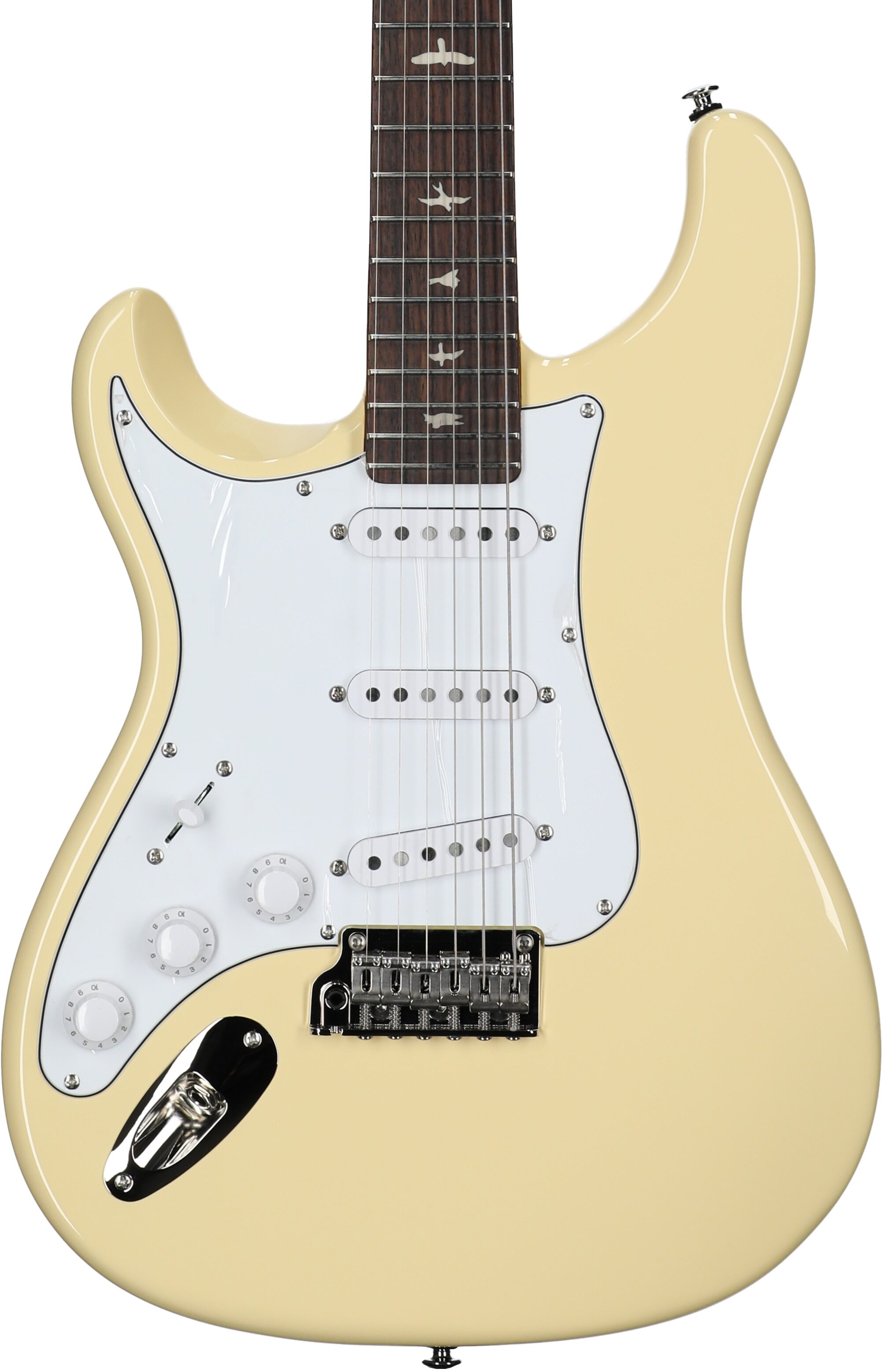 PRS Paul Reed Smith SE Silver Sky Electric Guitar, Left-Handed, Maple Fretboard (with Gig Bag), Moon White, Open Box (Very Good), Body Straight Front