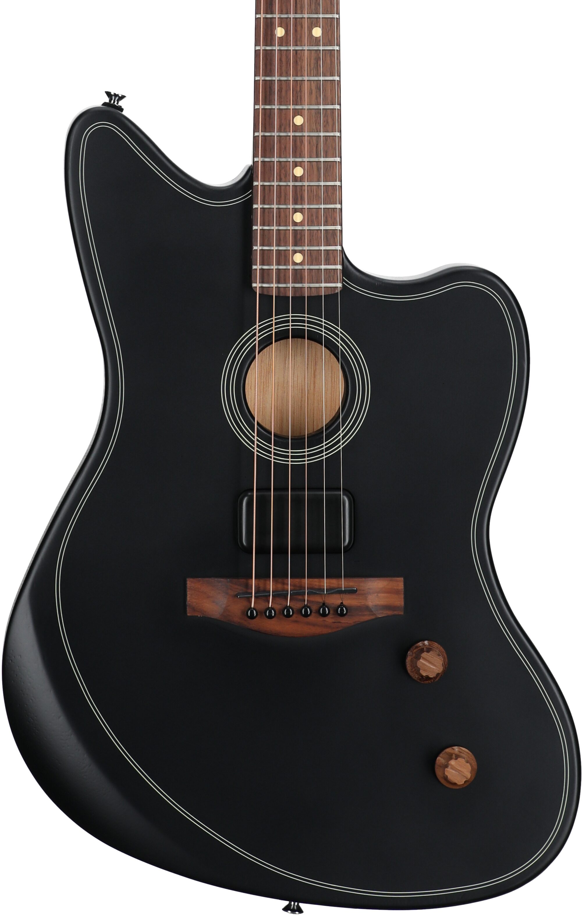 Fender Acoustasonic Standard Jazzmaster Acoustic-Electric Guitar, Black, Body Straight Front