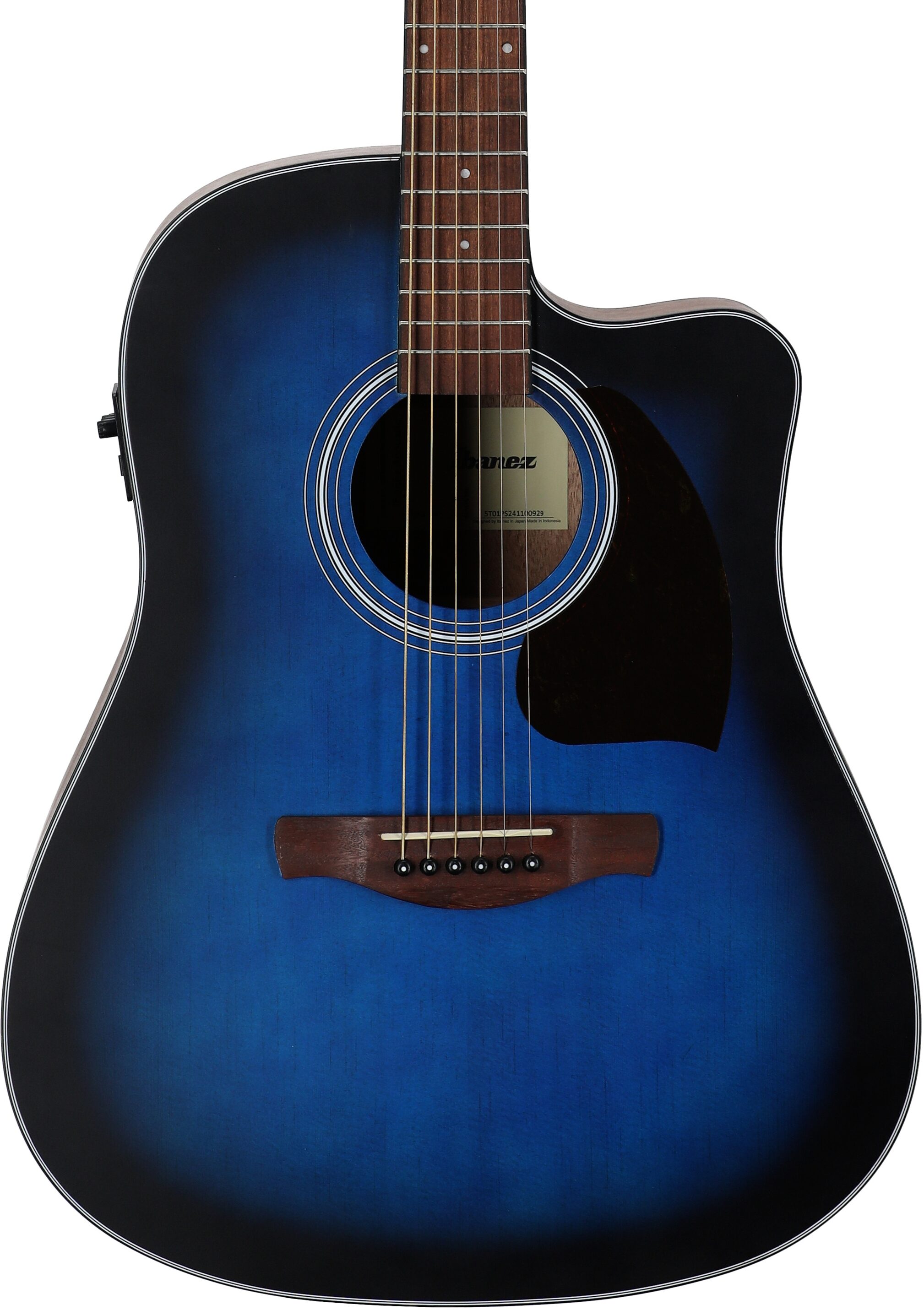 Ibanez PF50CE Acoustic-Electric Guitar, Open Pore Blue Sunburst, Body Straight Front