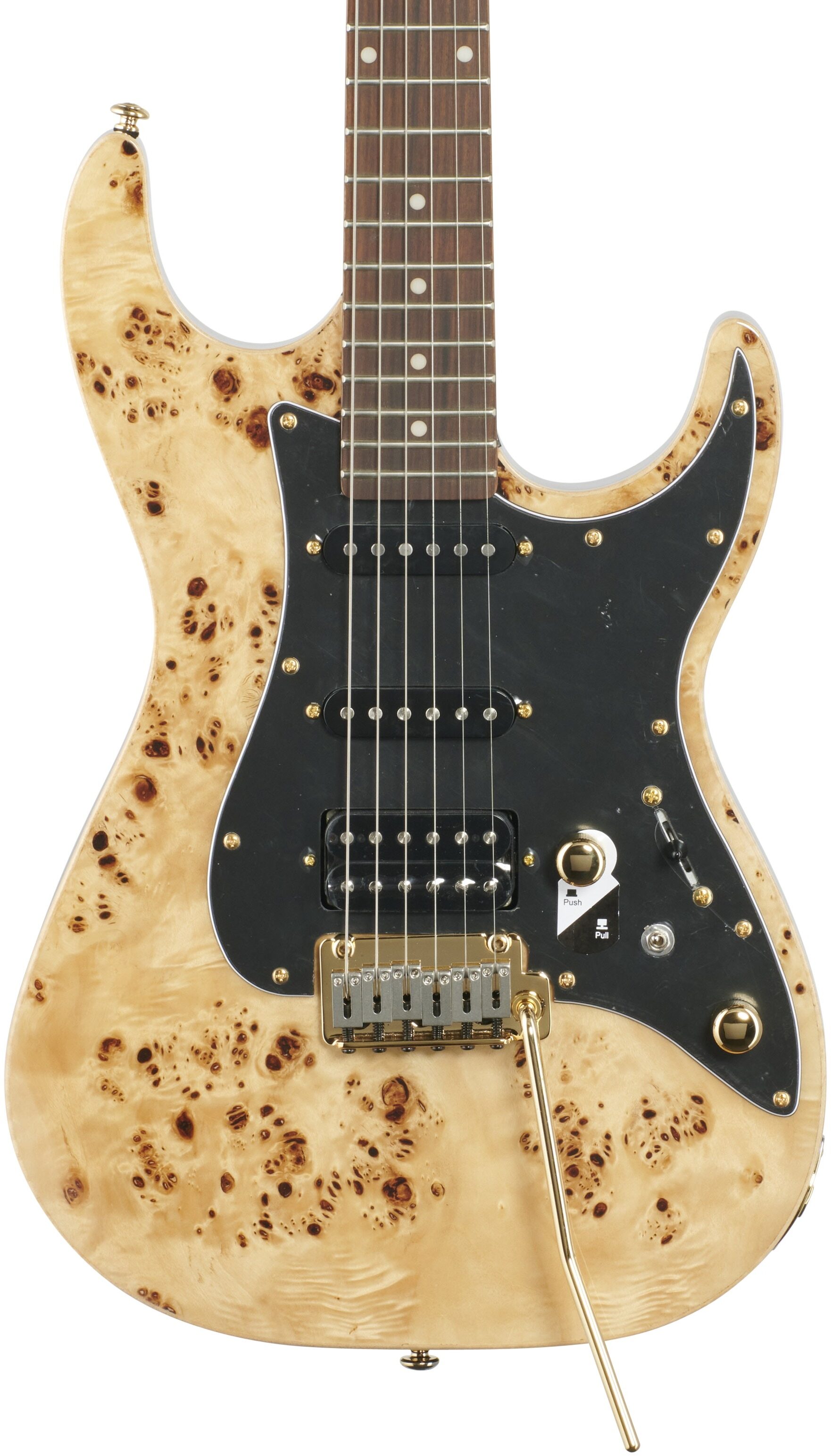 Michael Kelly Custom Collection '60s Burl Ultra Electric Guitar, Pau Ferro Fingerboard, Natural Burl, Body Straight Front