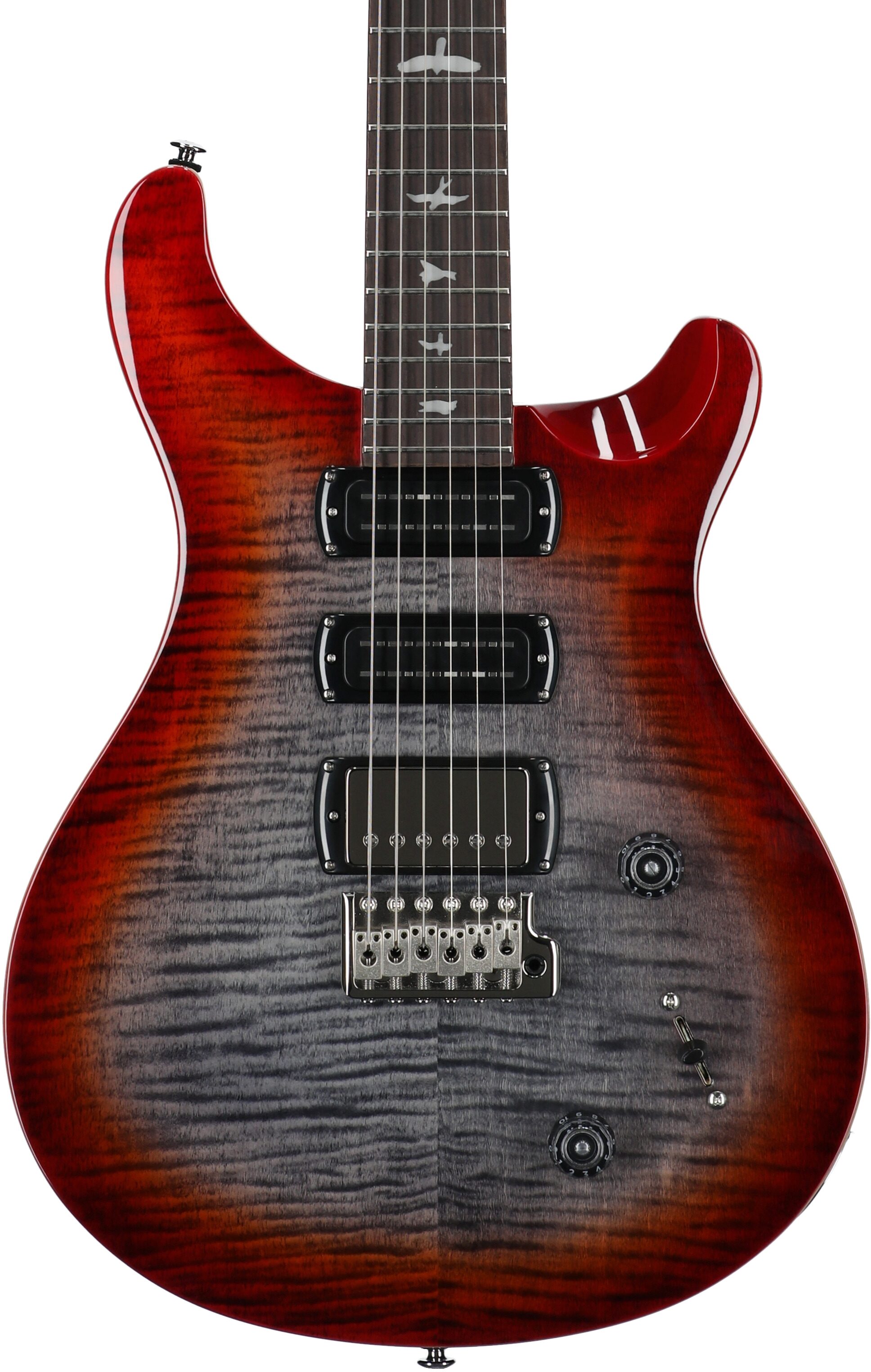 PRS Paul Reed Smith SE Studio Electric Guitar (with Gig Bag), Charcoal Cherry Burst, Body Straight Front