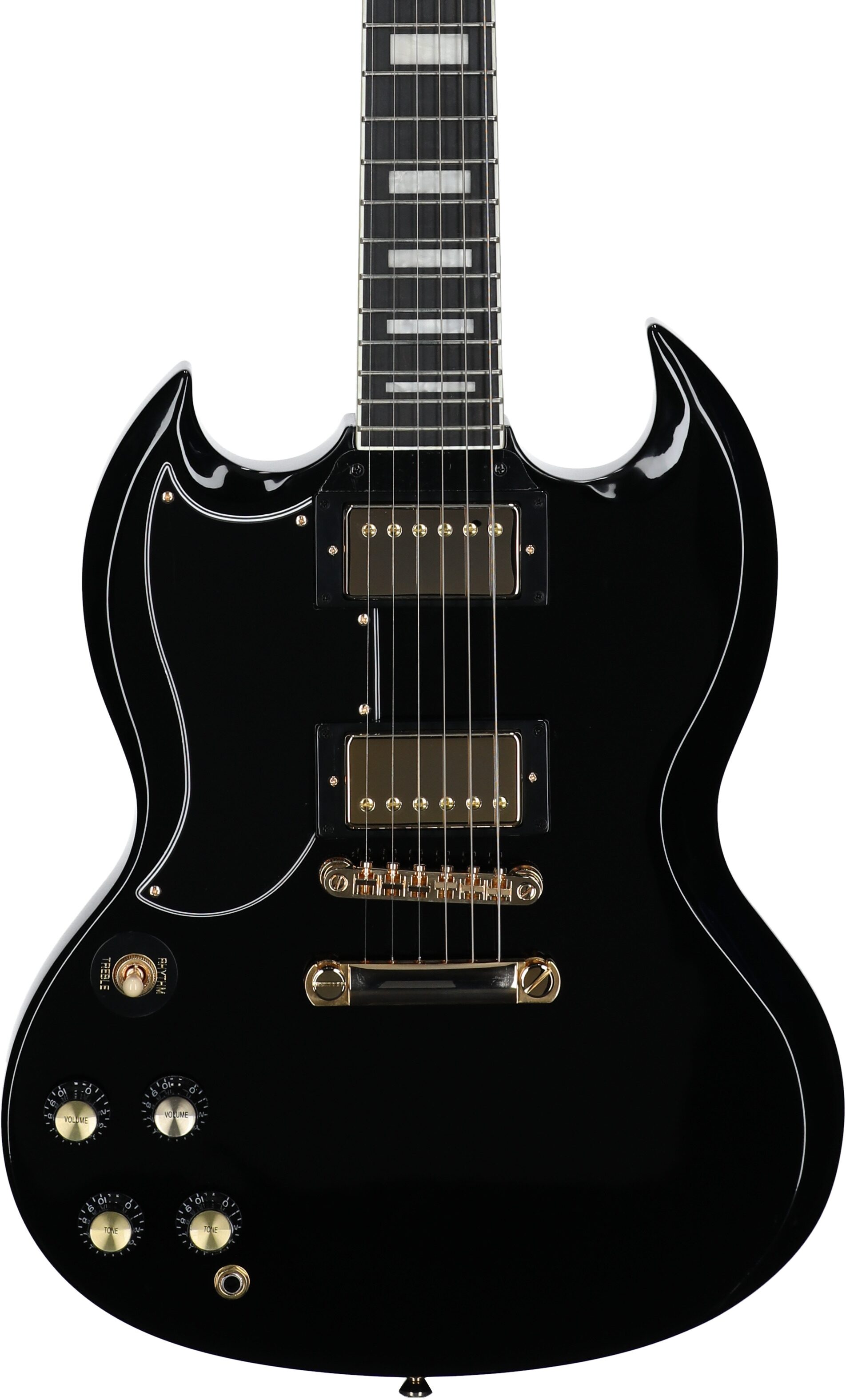 Epiphone Inspired by Gibson SG Custom Electric Guitar, Left-Handed (with Gig Bag), Ebony, Body Straight Front