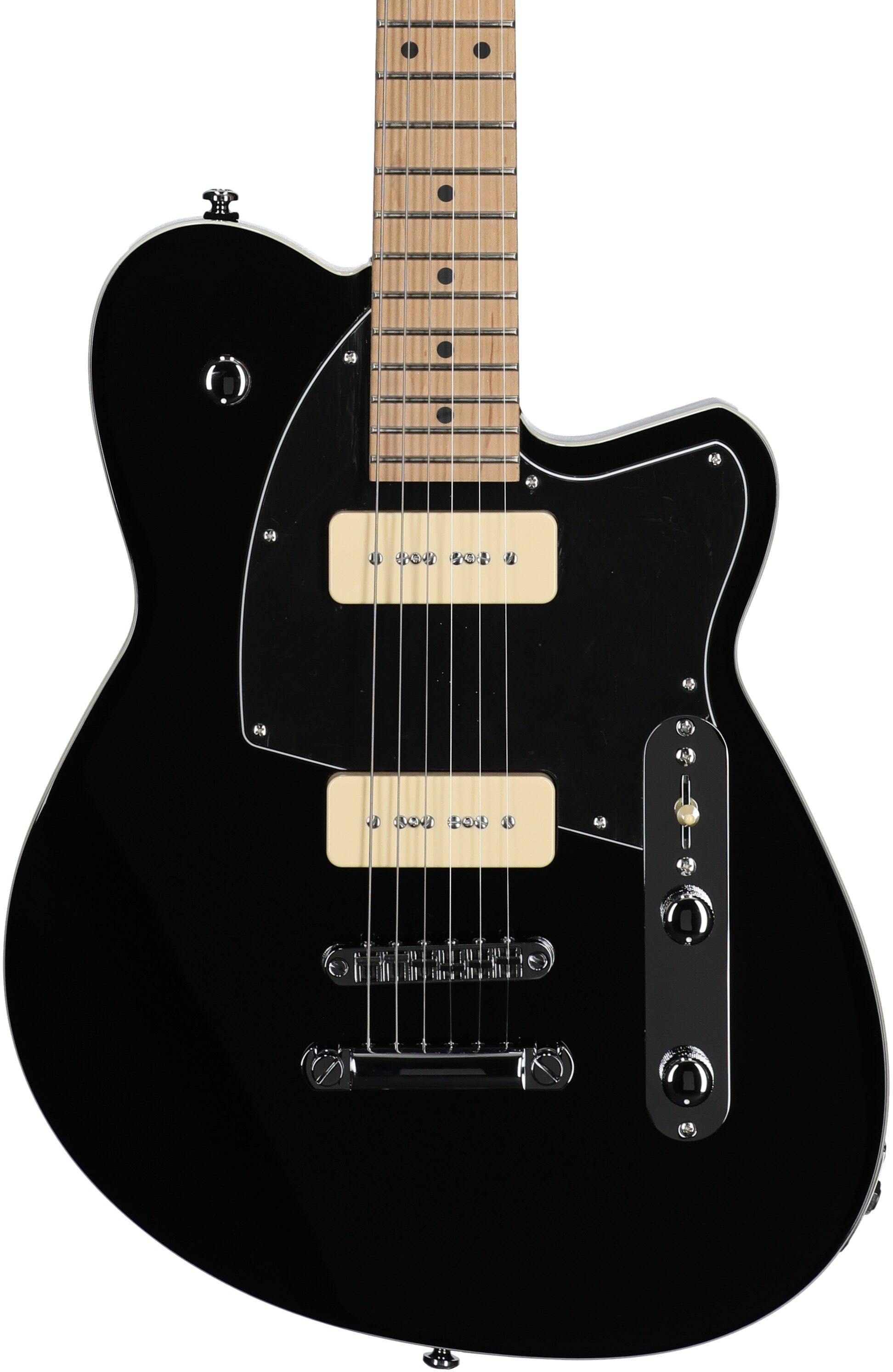 Reverend Charger 290 Electric Guitar, Midnight Black, Roasted Maple Fretboard, Body Straight Front