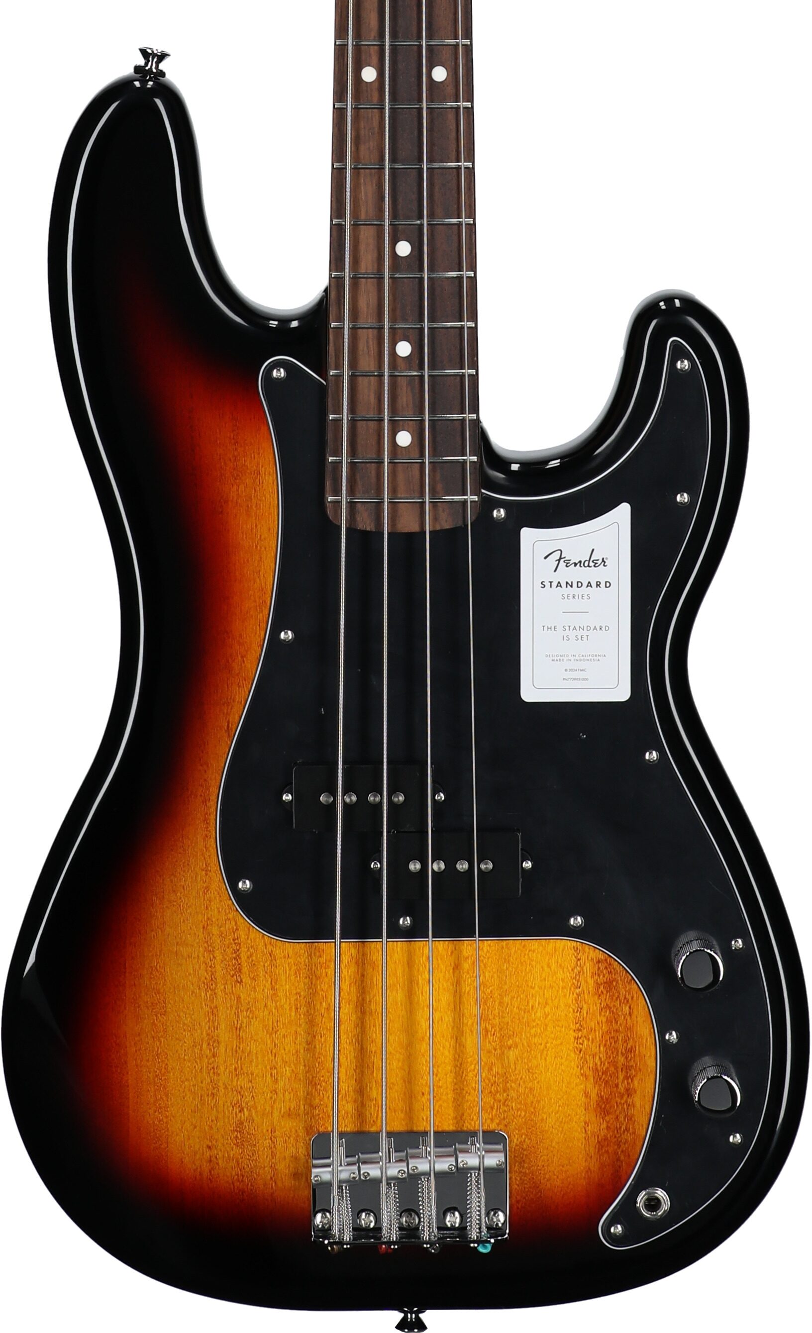 Fender Standard Precision Bass Guitar, Laurel Fingerboard, 3-Color Sunburst, Body Straight Front