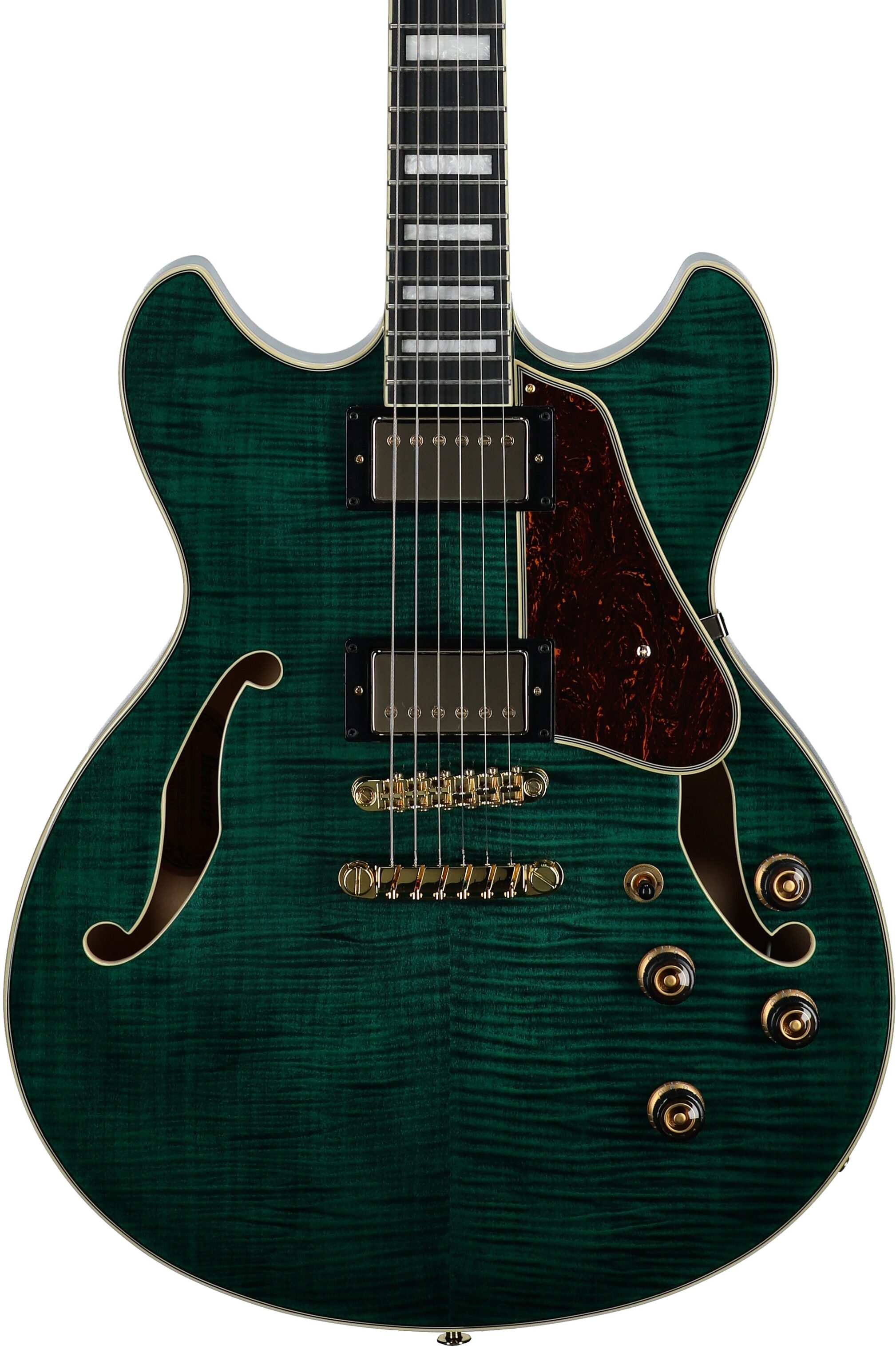 Ibanez Artcore Expressionist AS93FM Semi-Hollowbody Electric Guitar, Transparent Moss, Body Straight Front