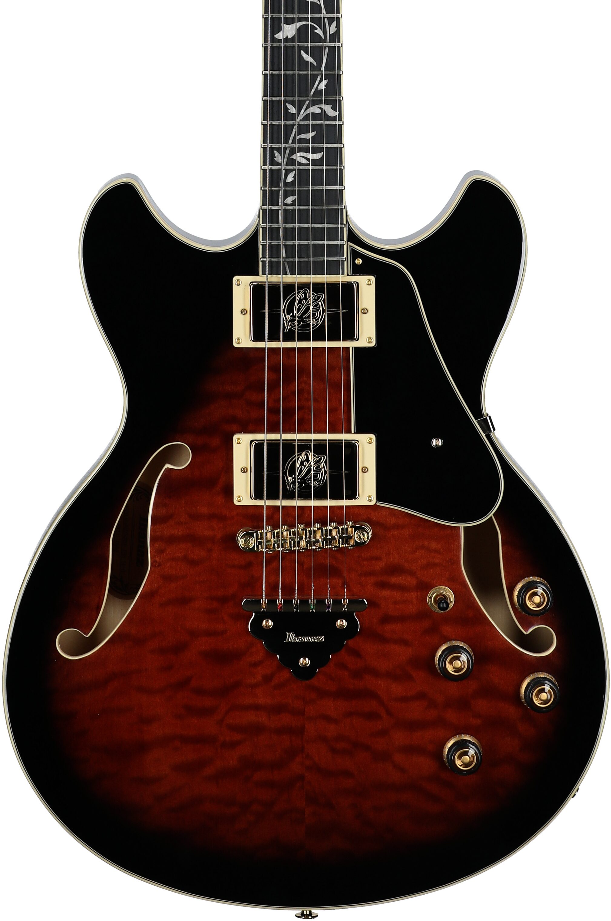 Ibanez AS93QMSP Artcore Electric Guitar, Dark Brown Sunburst, Body Straight Front