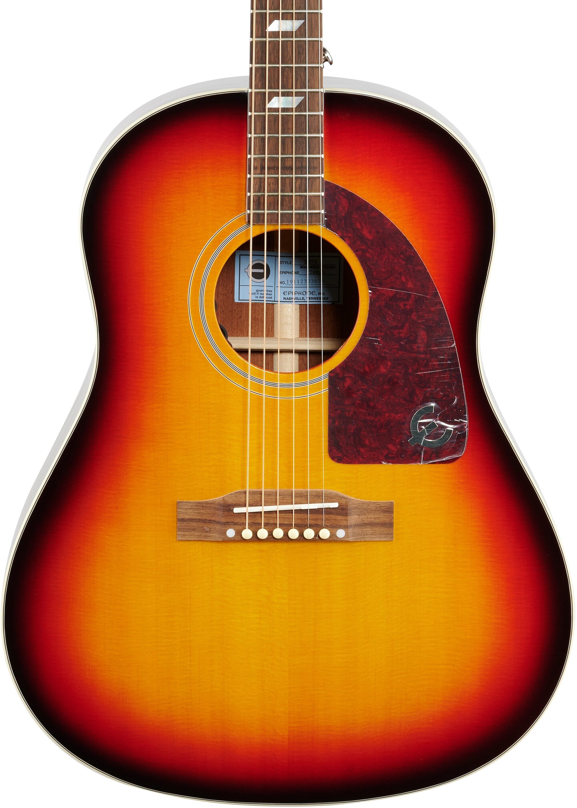 Epiphone Masterbilt Texan Acoustic-Electric Guitar, Faded Cherry Aged Gloss, Open Box (Good), Body Straight Front