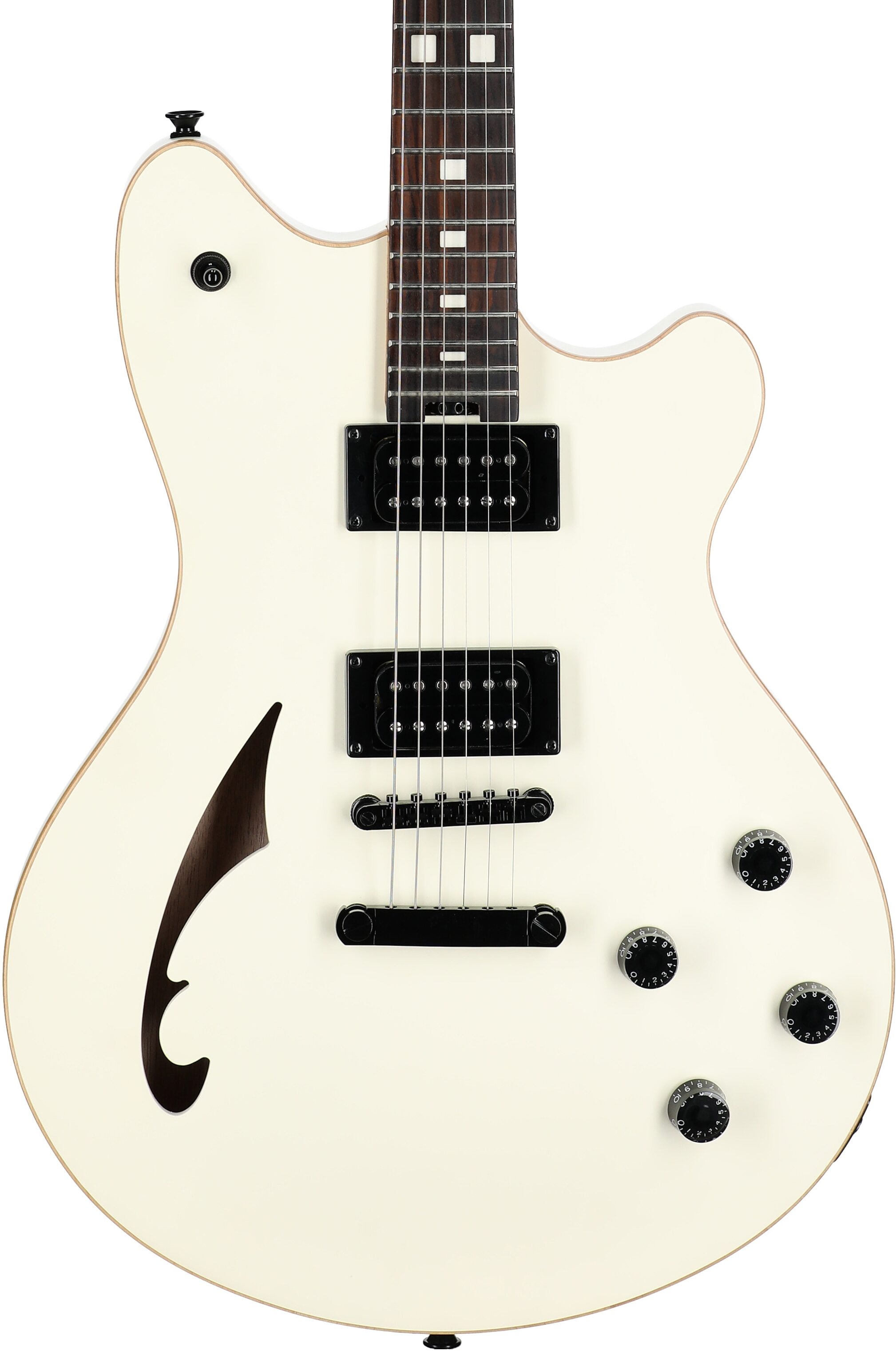 EVH Eddie Van Halen SA-126 Standard Centerblock Electric Guitar, Satin Vintage White, Body Straight Front