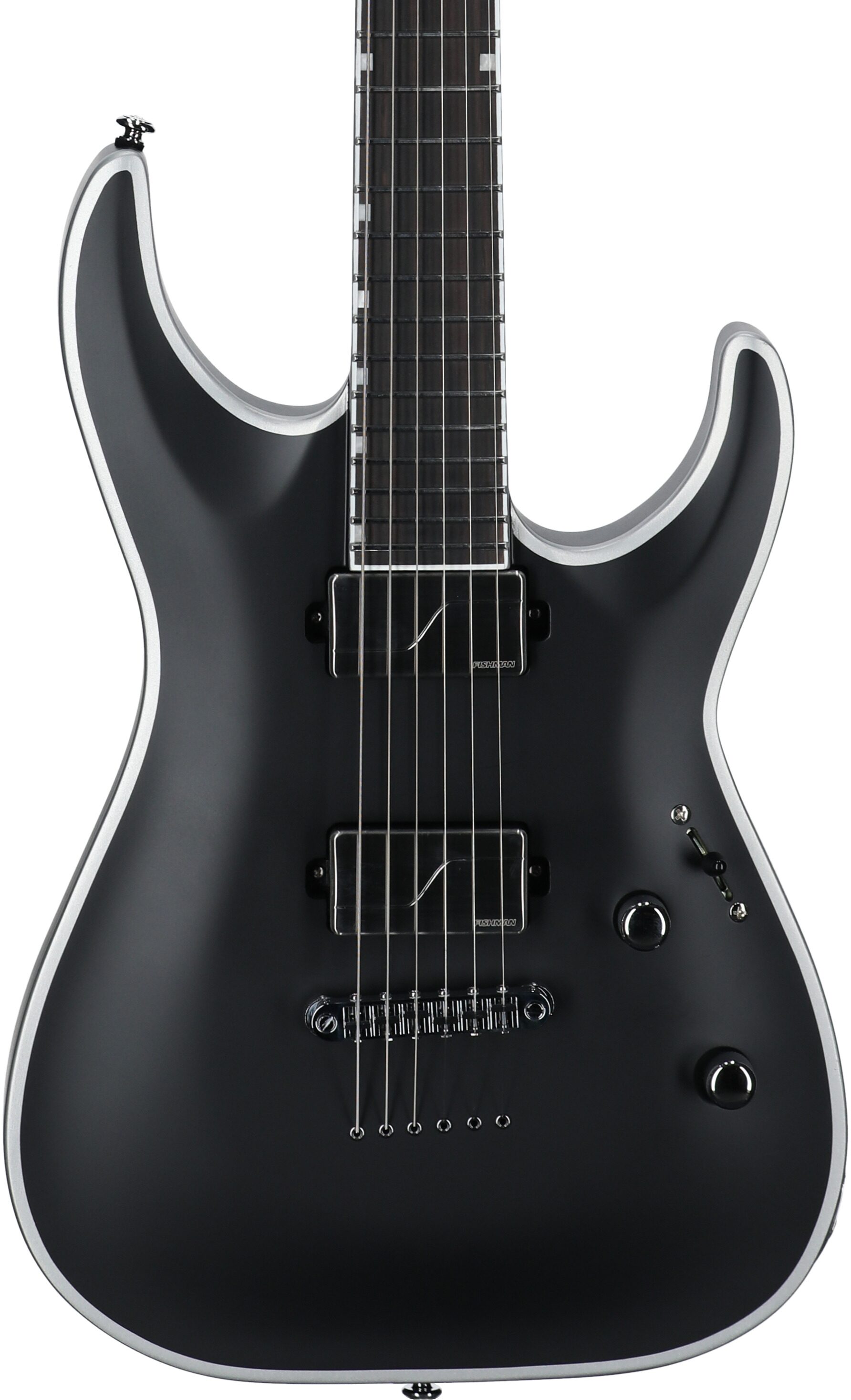 ESP LTD MH-1000NT Bold Binding Electric Guitar, Black Satin, Body Straight Front