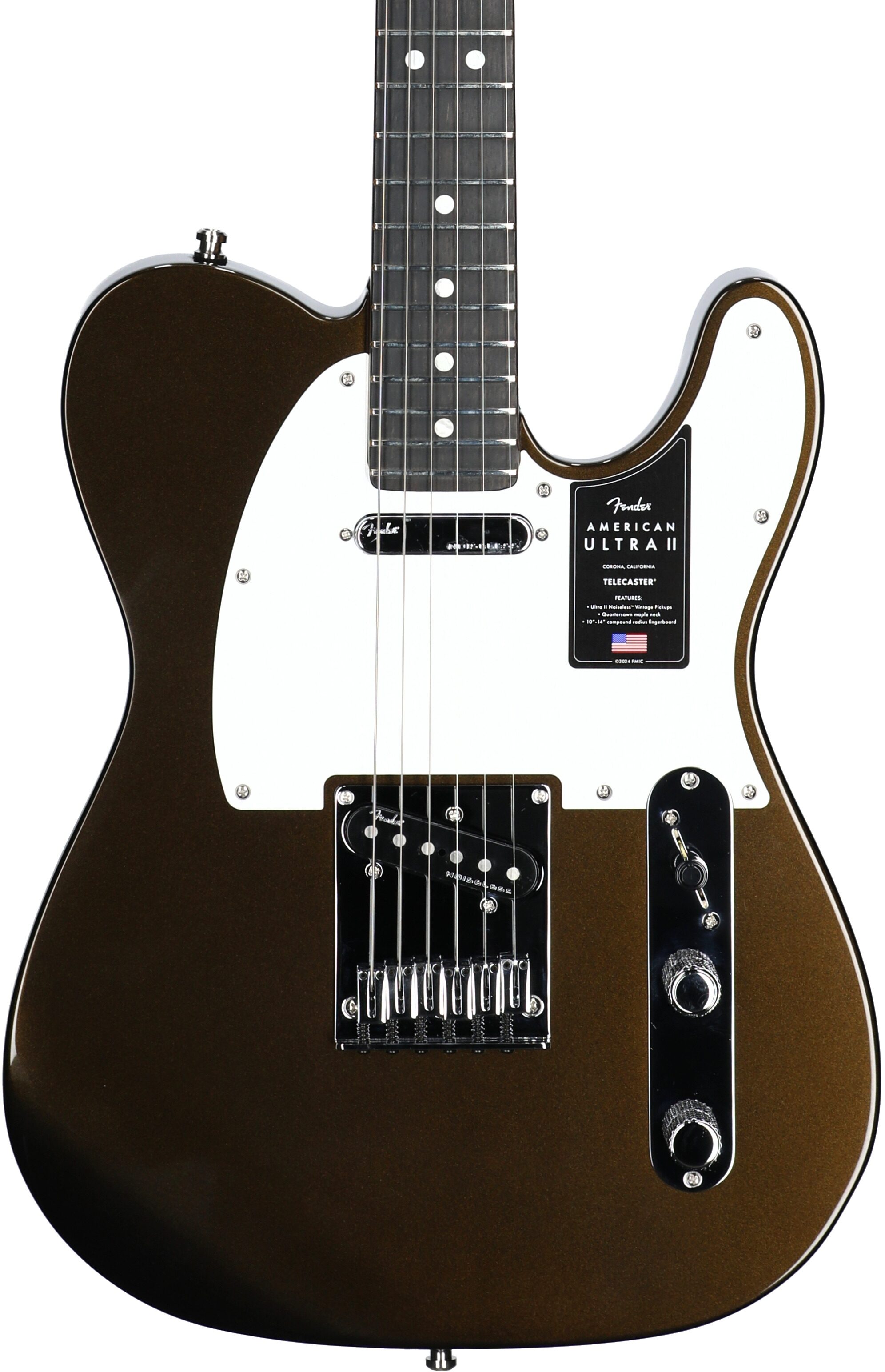 Fender American Ultra II Telecaster Electric Guitar, Ebony Fingerboard (with Case), Texas Tea, Open Box (Very Good), Body Straight Front