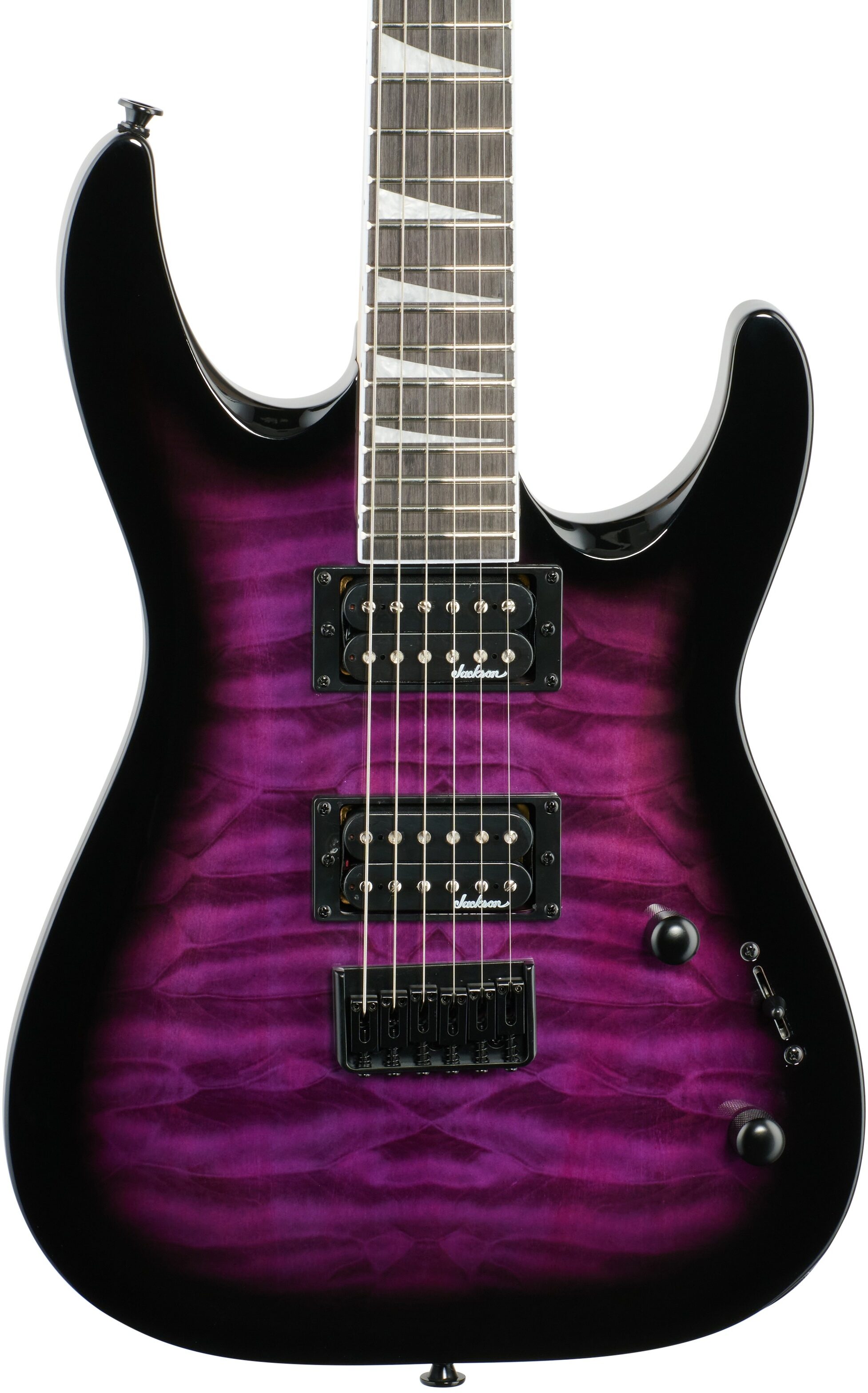 Jackson JS Dinky JS32Q DKAHT Electric Guitar, Transparent Purple Burst, Body Straight Front
