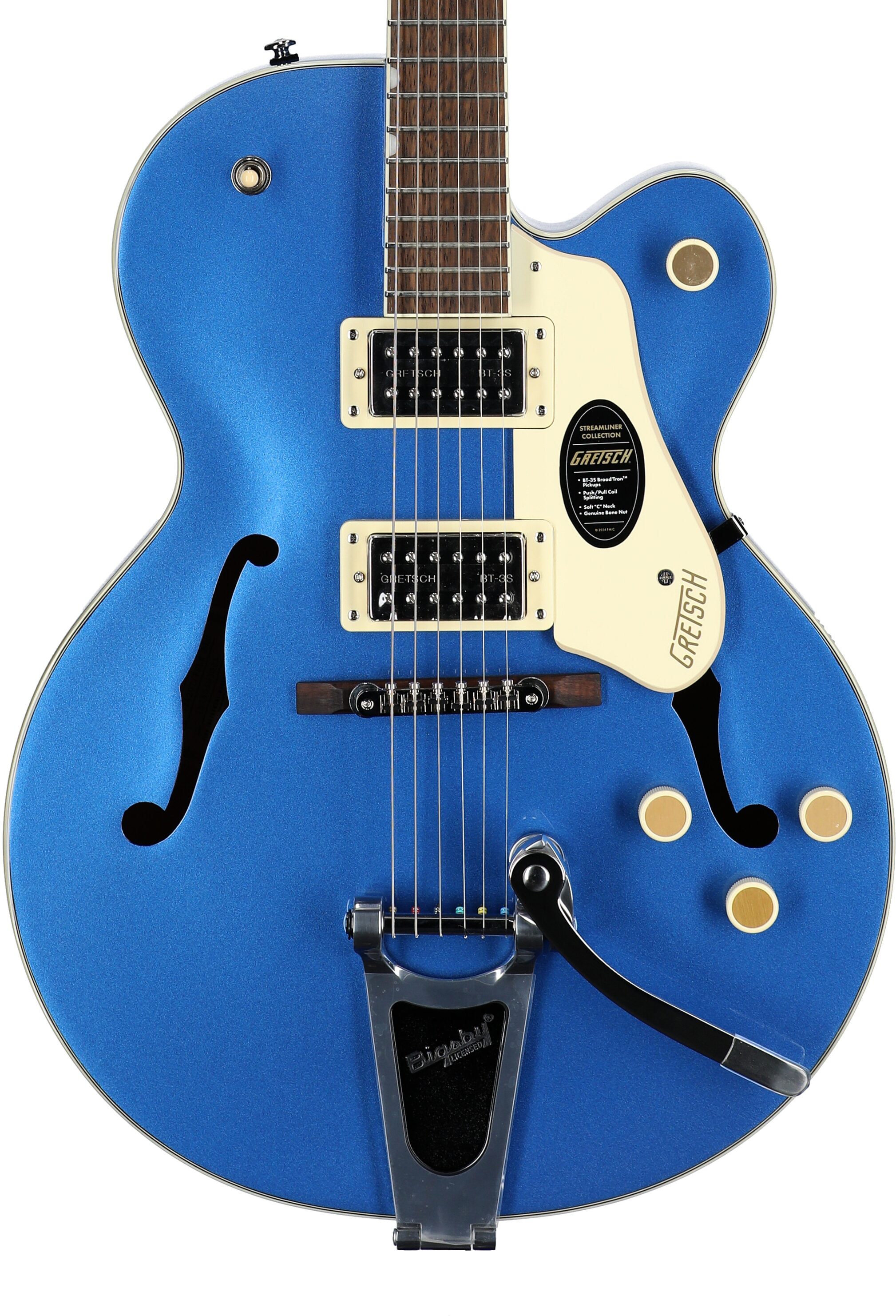 Gretsch G2420T Streamliner HB Electric Guitar with Bigsby Tremolo, Fairlane Blue, Body Straight Front