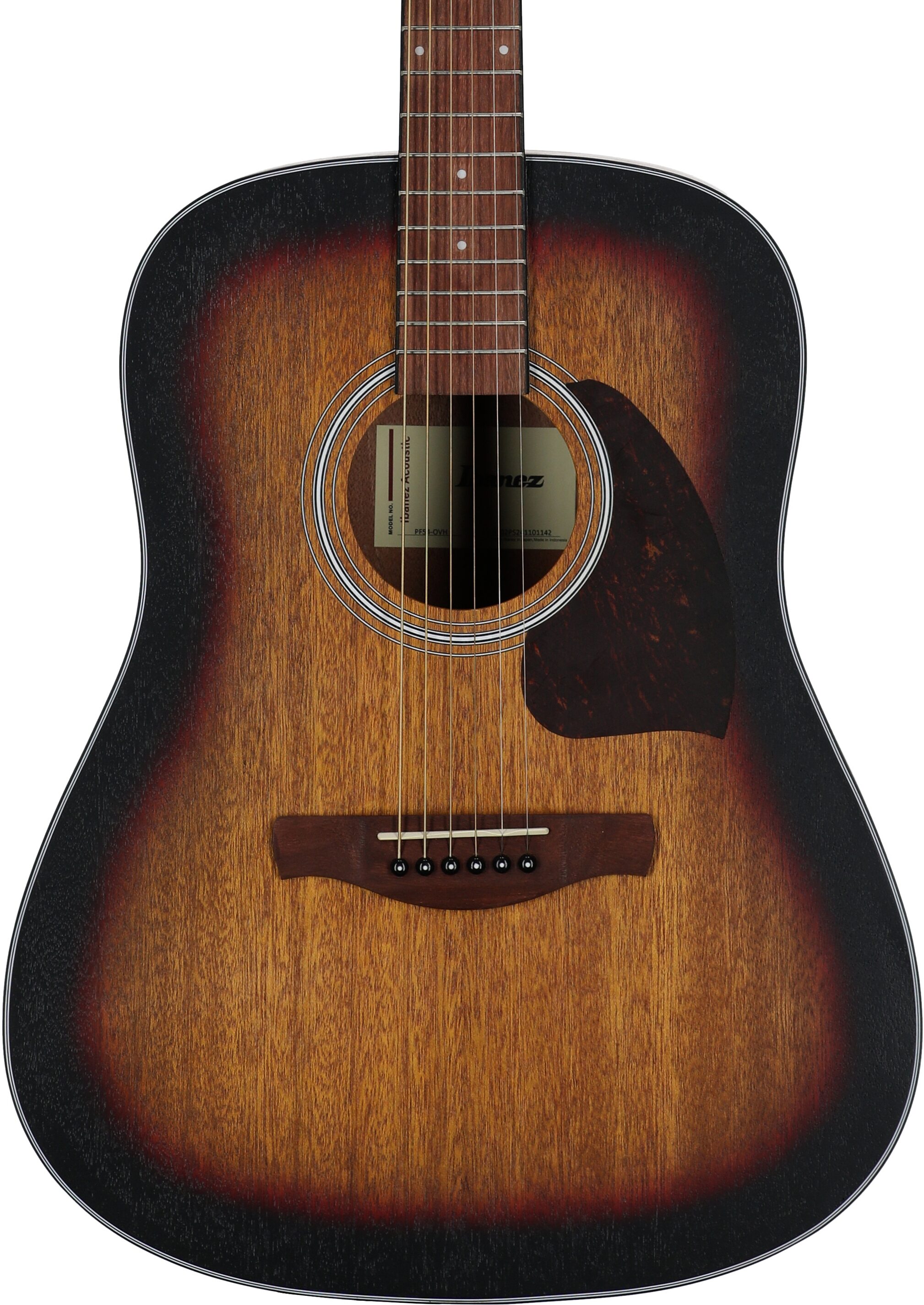 Ibanez PF54 Acoustic Guitar, Open Pore Vintage Sunburst, Body Straight Front