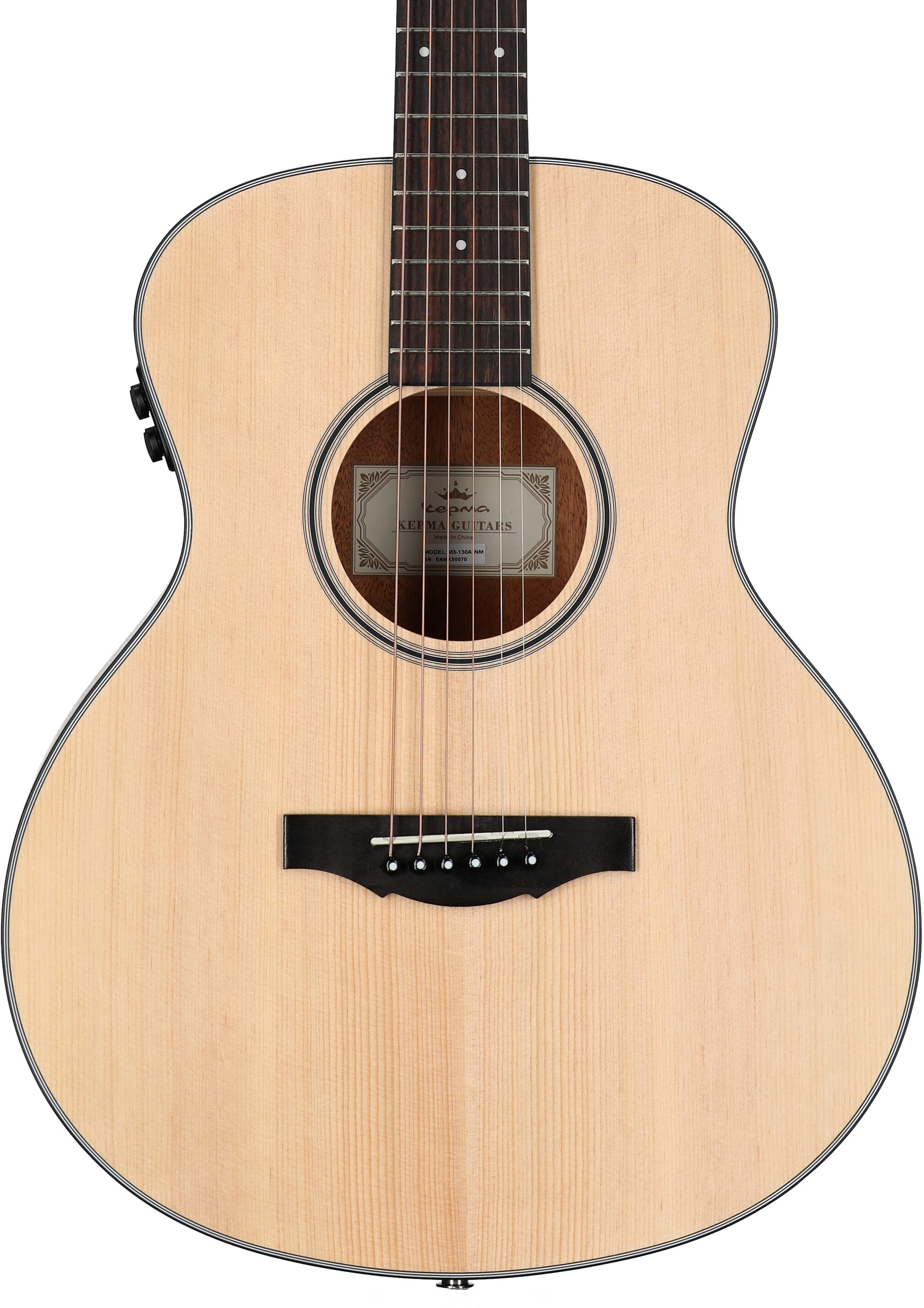 Kepma K3 Series M3-130 Mini Acoustic-Electric Guitar, Natural, Body Straight Front
