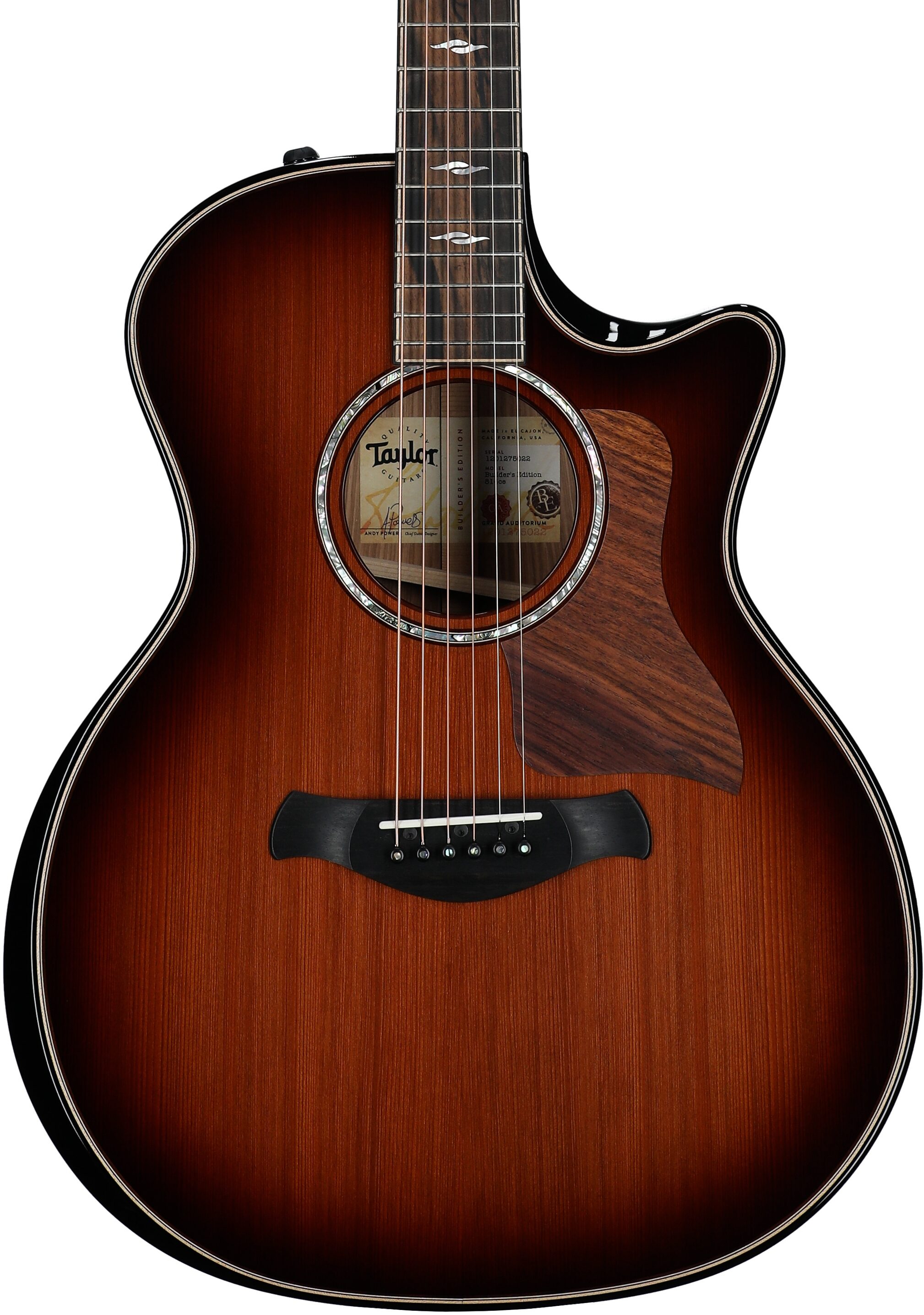 Taylor Builders Edition 814ce Guitar Honduran Rosewood Redwood Acoustic-Electric Guitar, Shaded Edgeburst, Body Straight Front