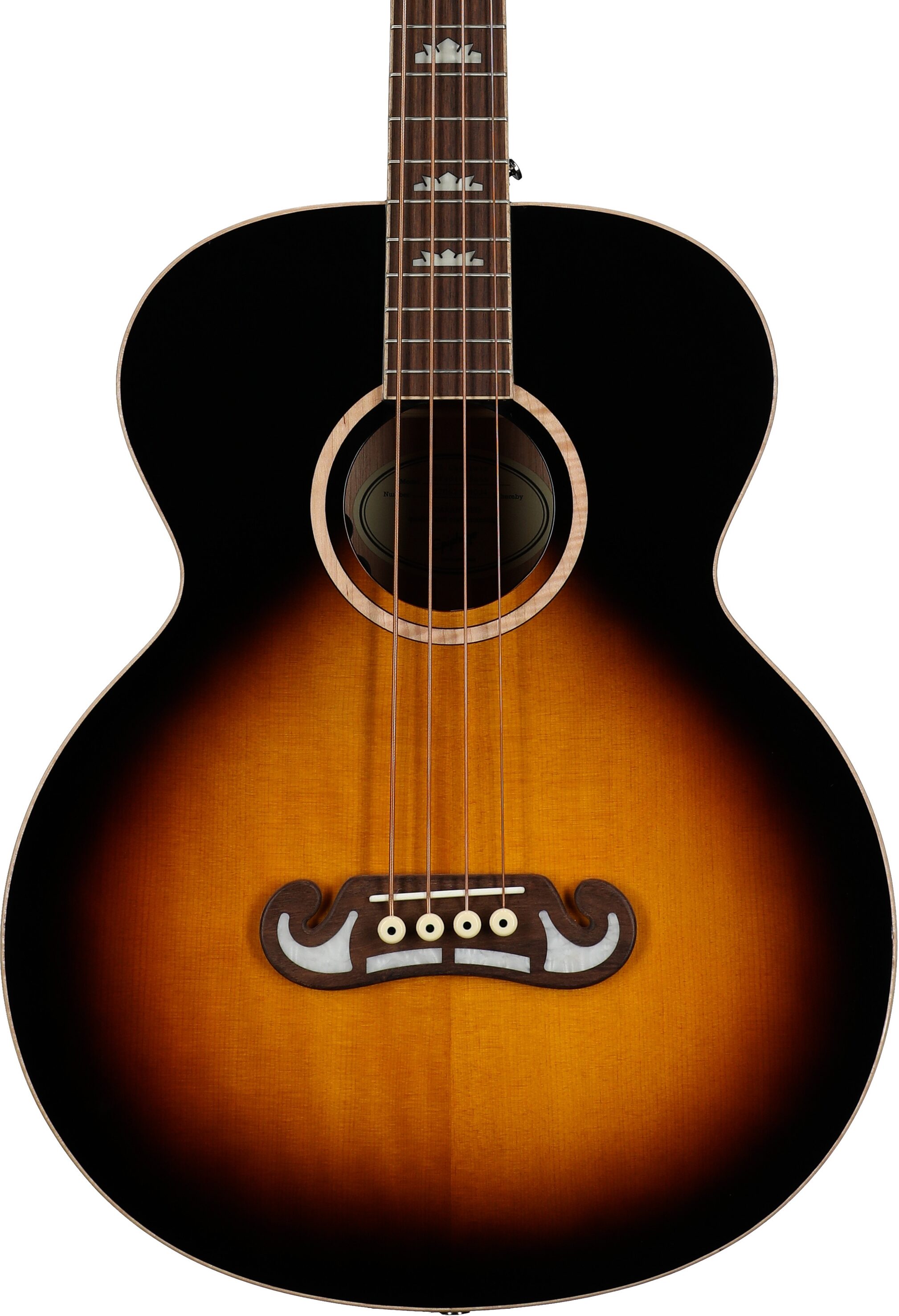 Epiphone El Capitan J-200 Studio Acoustic Electric Bass Guitar, Aged Vintage Sunburst, Body Straight Front