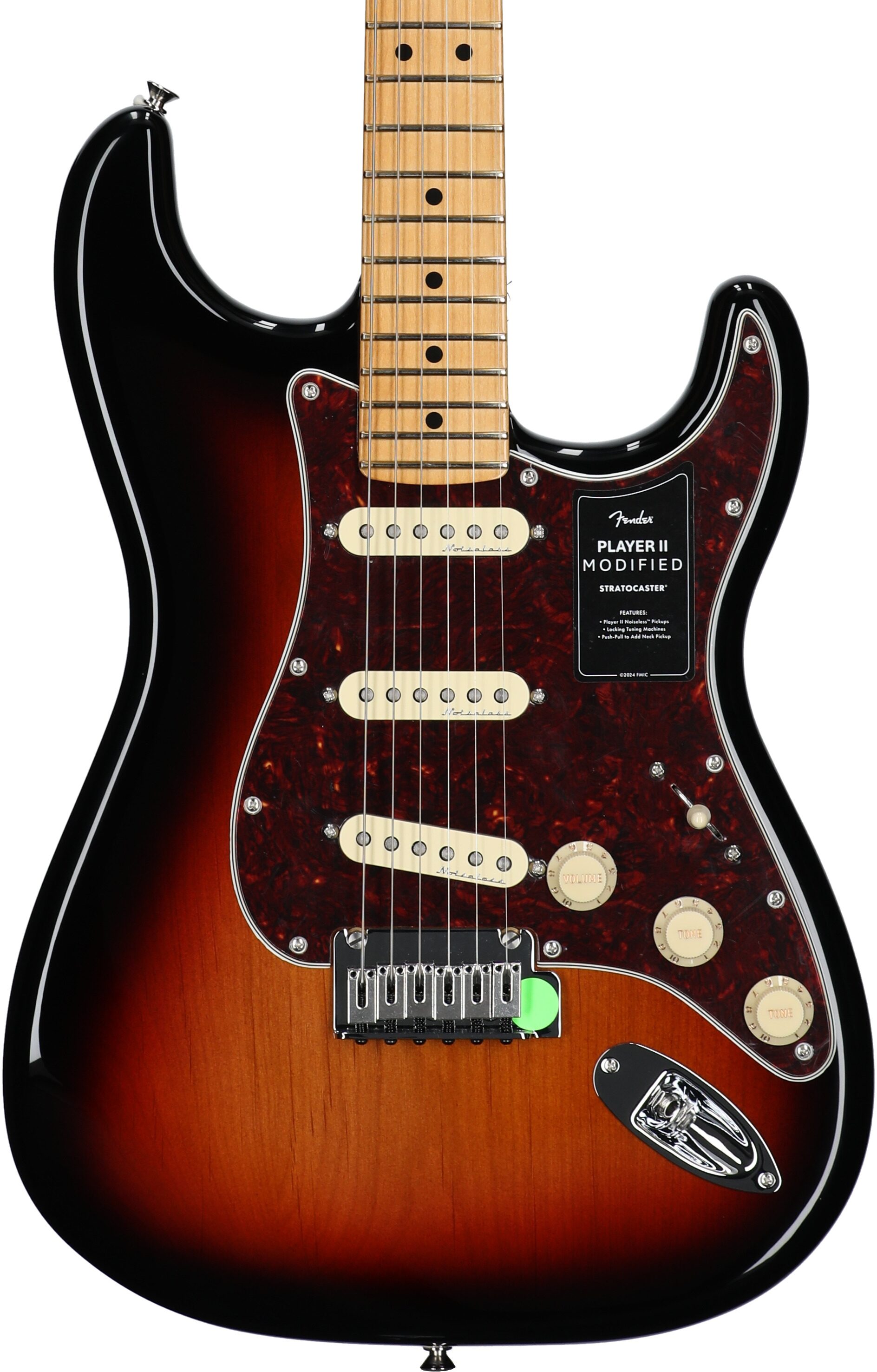 Fender Player II Modified Stratocaster Electric Guitar, Maple Fingerboard (with Gig Bag), 3-Tone Sunburst, Body Straight Front