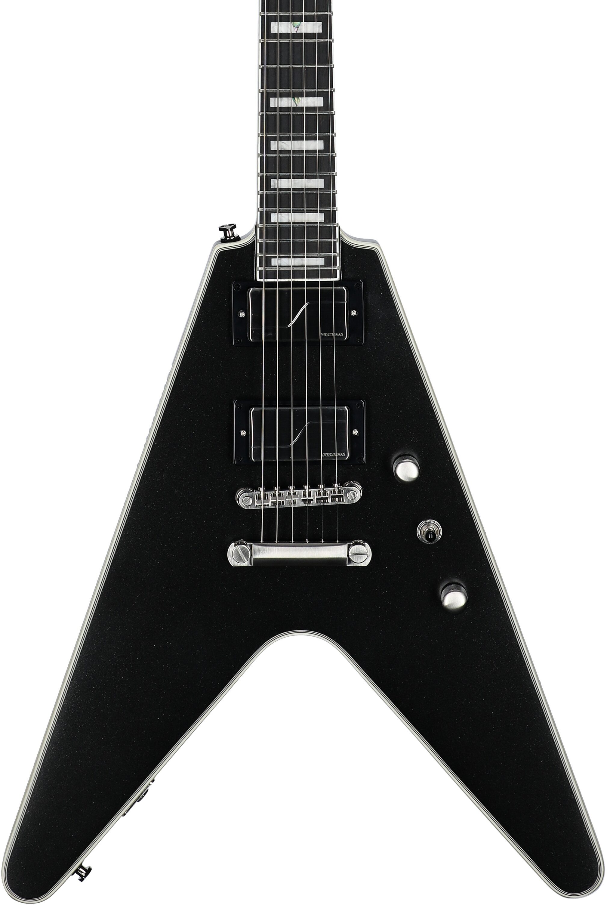 Epiphone Flying V Prophecy Electric Guitar, Jet Black Metallic, Body Straight Front