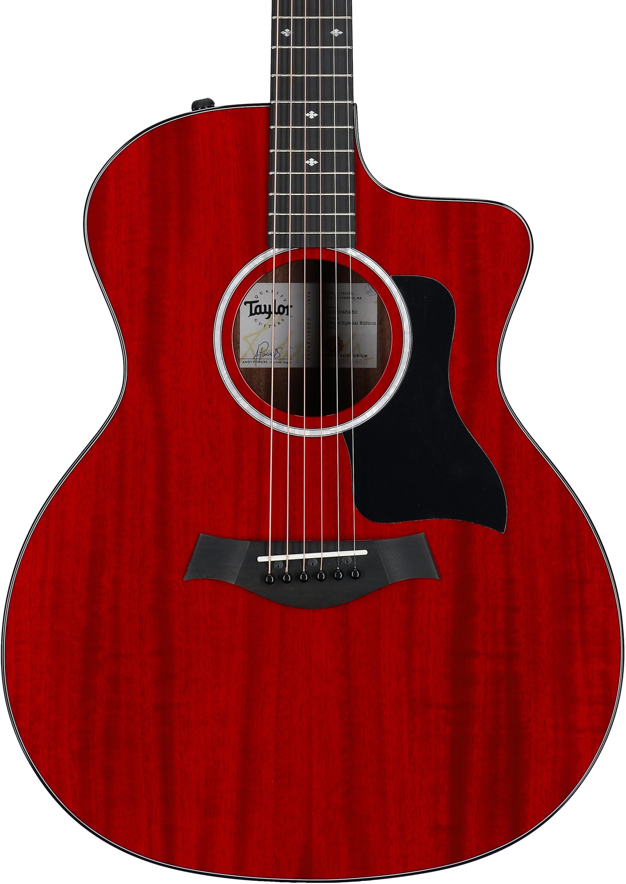 Taylor 224ce-SE Special Edition Red Grand Auditorium Acoustic-Electric Guitar (with Case), Red, Body Straight Front