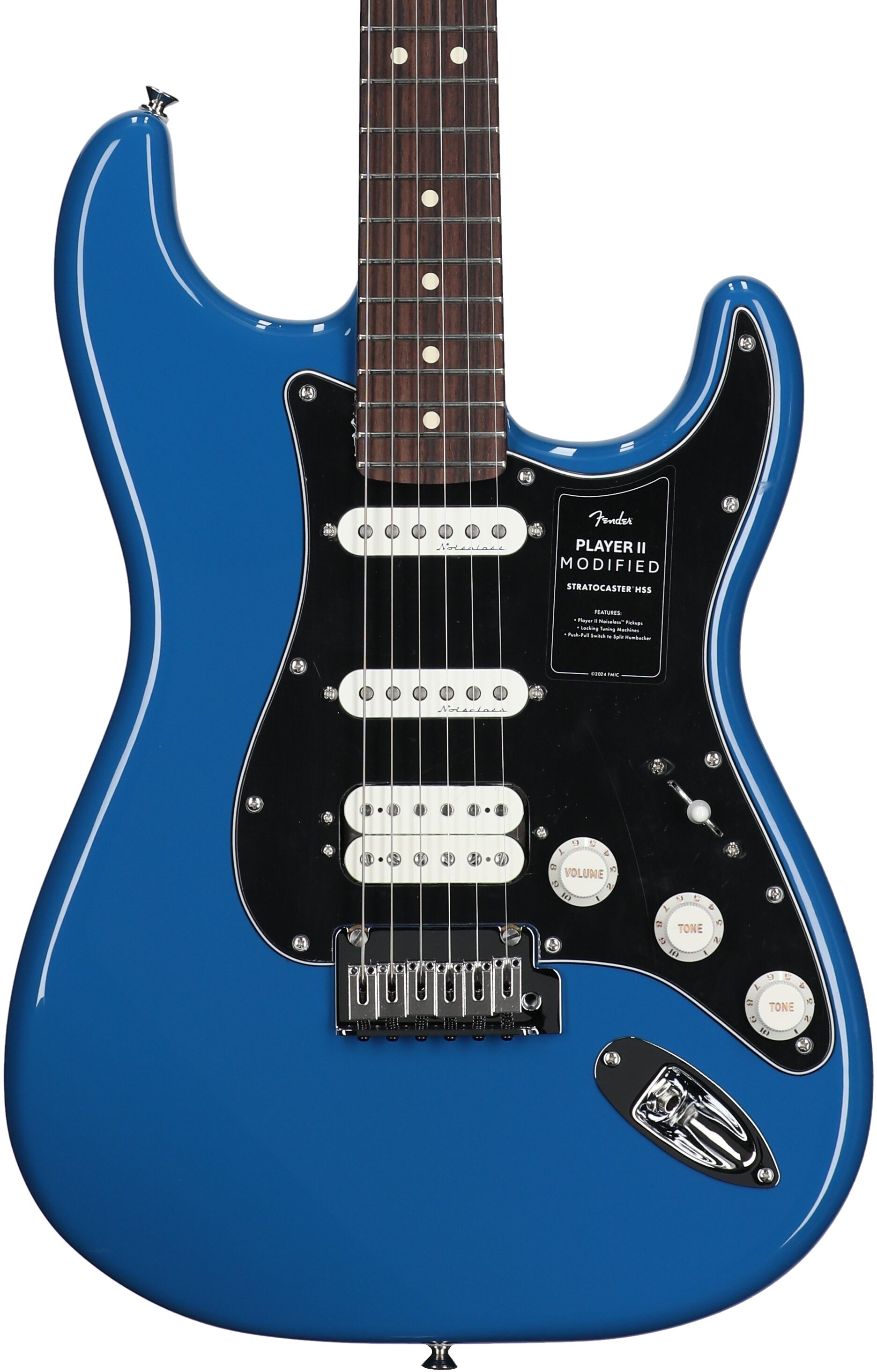 Fender Player II Modified Stratocaster HSS Electric Guitar, Rosewood Fingerboard (with Gig Bag), Electric Blue, Body Straight Front