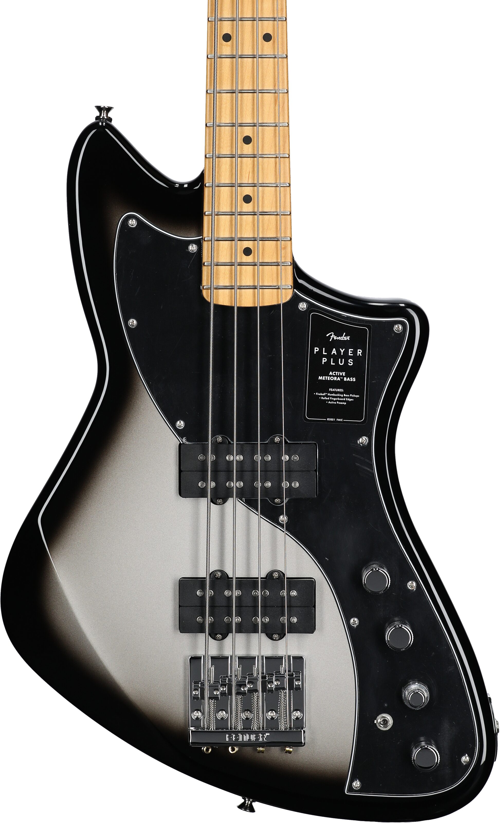 Fender Player Plus Meteora Active Bass, Maple Fretboard (with Gig Bag), Silverburst, USED, Scratch and Dent, Body Straight Front
