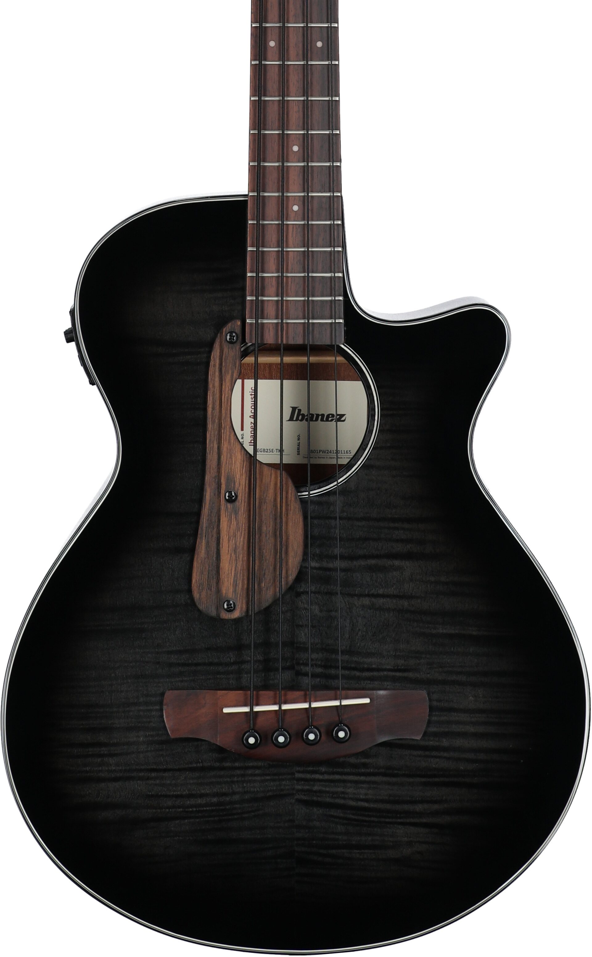 Ibanez AEGB25E Acoustic-Electric Bass, Transparent Black Burst Hi Gloss, Body Straight Front