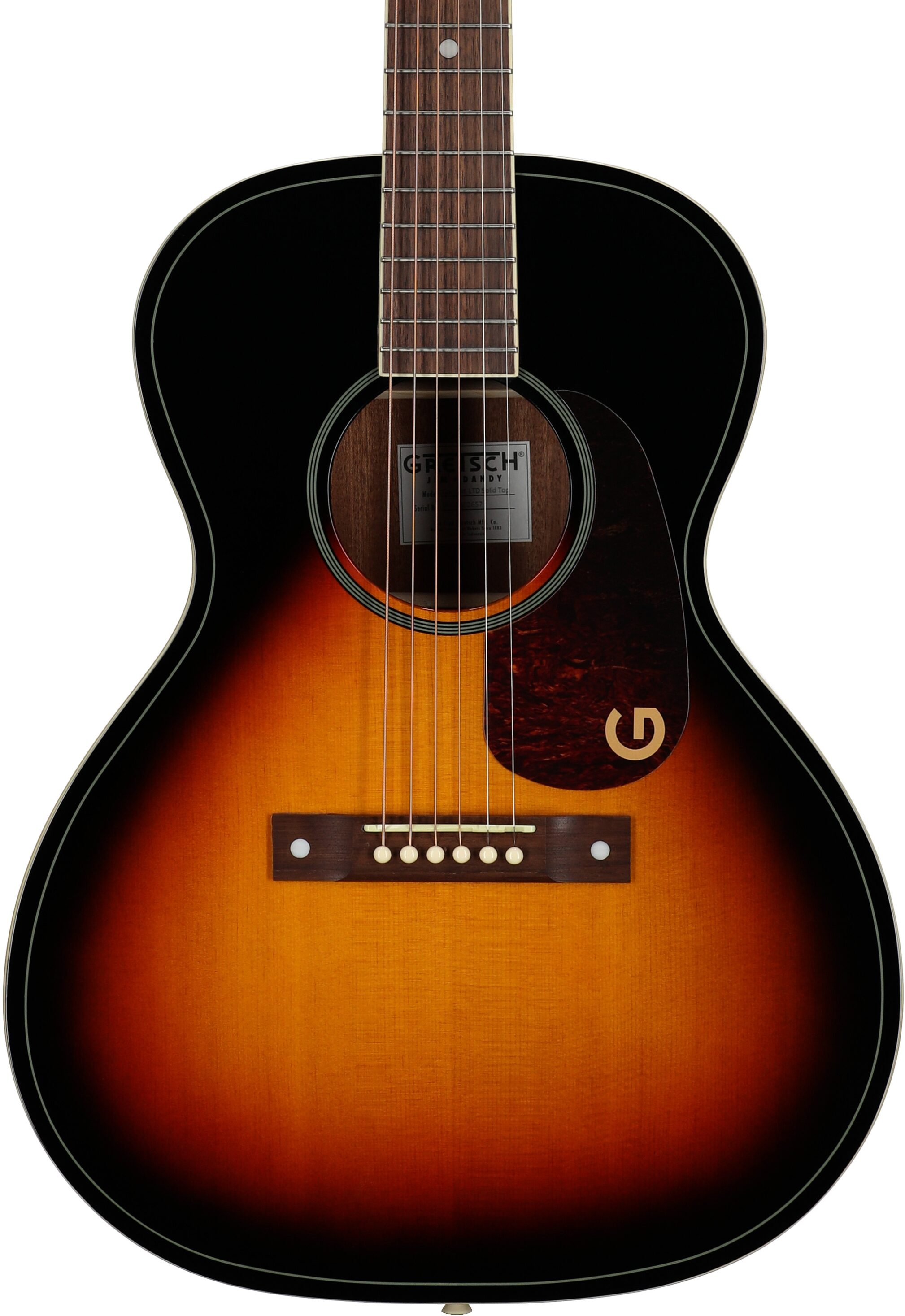Gretsch Jim Dandy Concert Acoustic Guitar, Heritage Burst, Body Straight Front