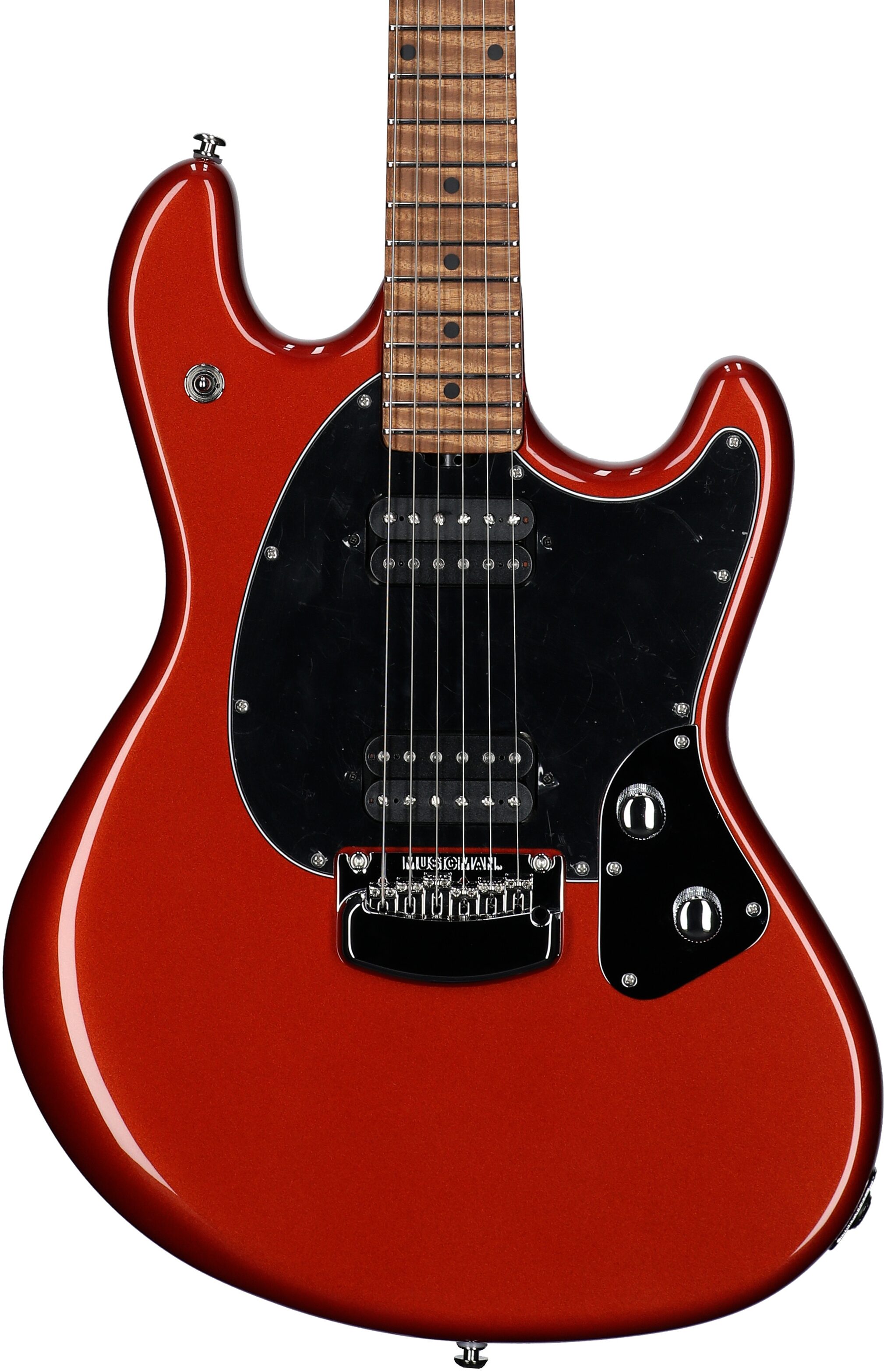 Ernie Ball Music Man StingRay RS Electric Guitar (with Case), Blood Orange, Body Straight Front