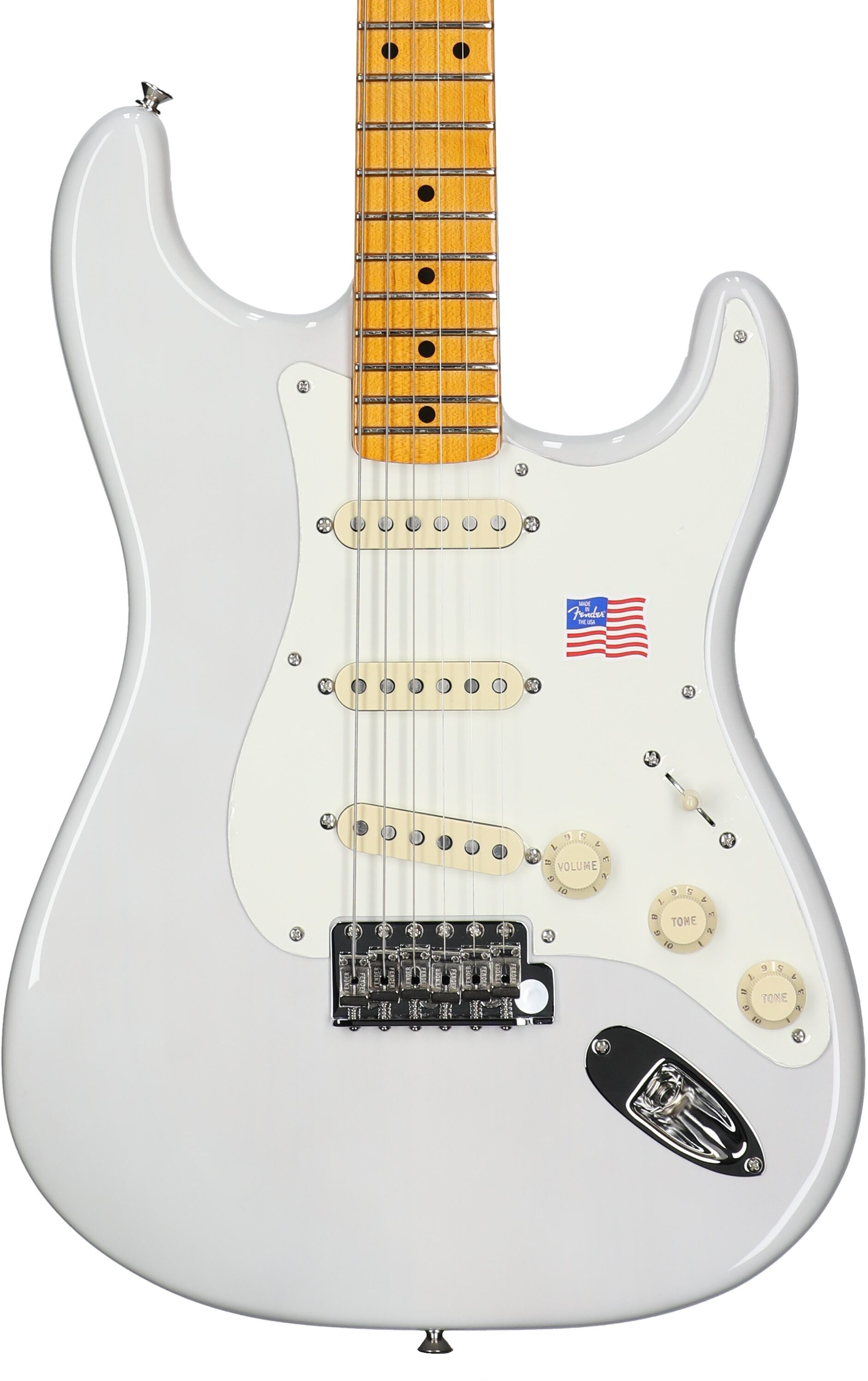 Fender Eric Johnson Stratocaster Electric Guitar (Maple with Case), White Blonde, Body Straight Front
