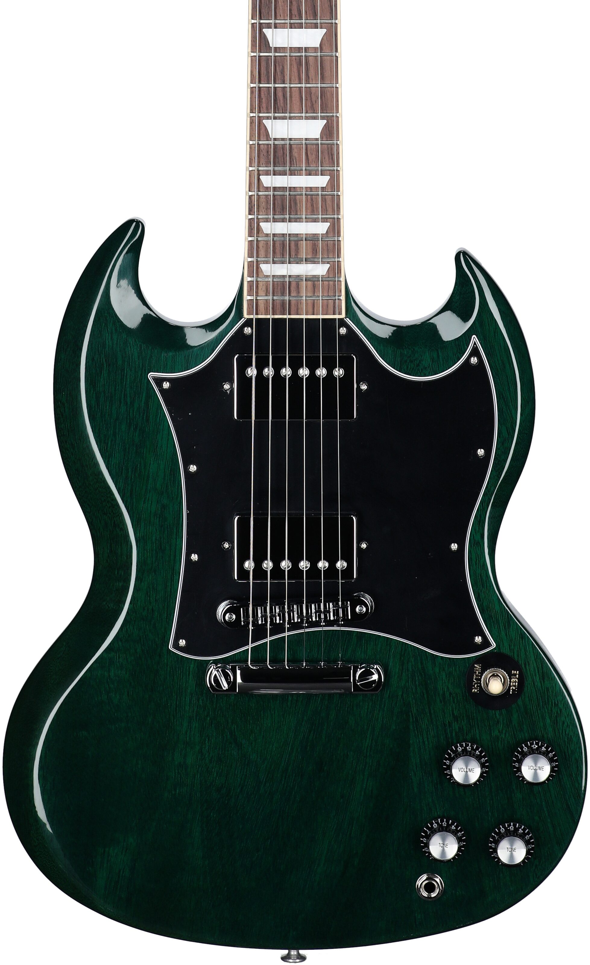 Gibson SG Standard Custom Color Electric Guitar (with Soft Case), Transparent Teal, Body Straight Front