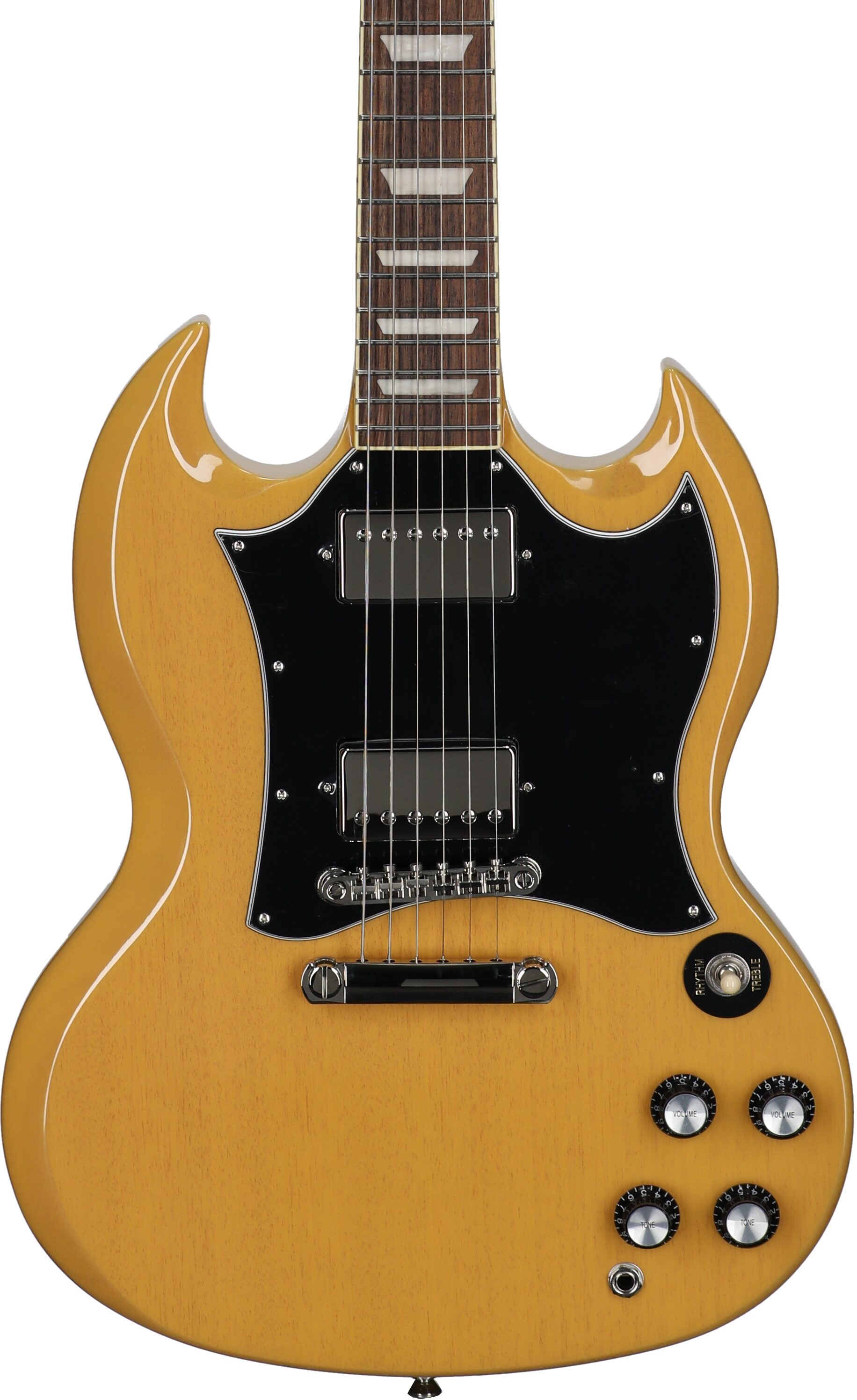 Epiphone Inspired by Gibson SG Standard Electric Guitar (with Gig Bag), TV Yellow, Body Straight Front