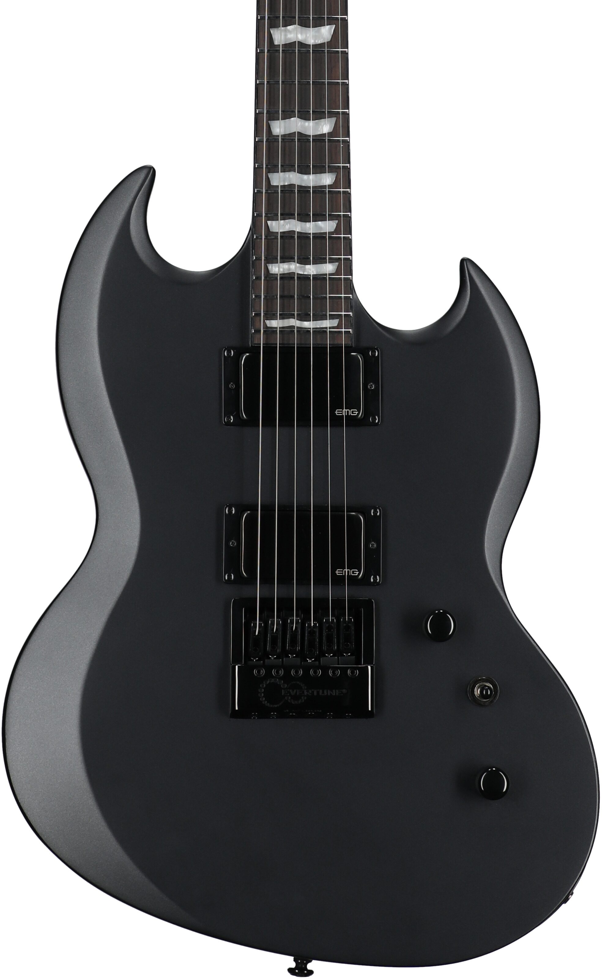 ESP LTD Viper 1000 Evertune Electric Guitar, Charcoal Metallic Satin, Body Straight Front