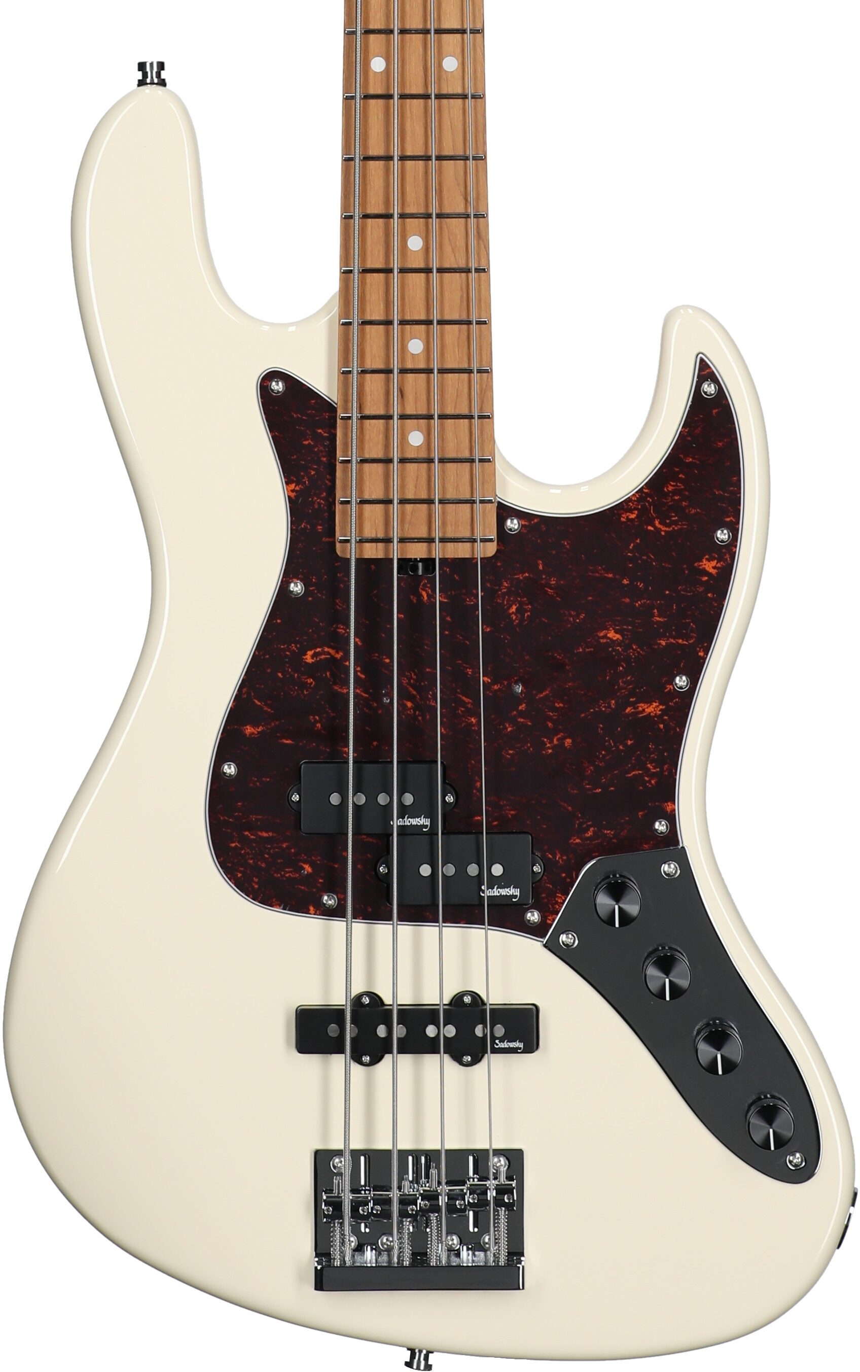 Sadowsky MetroExpress 21-Fret P/J Electric Bass, Maple Fingerboard (with Gig Bag), White, Body Straight Front