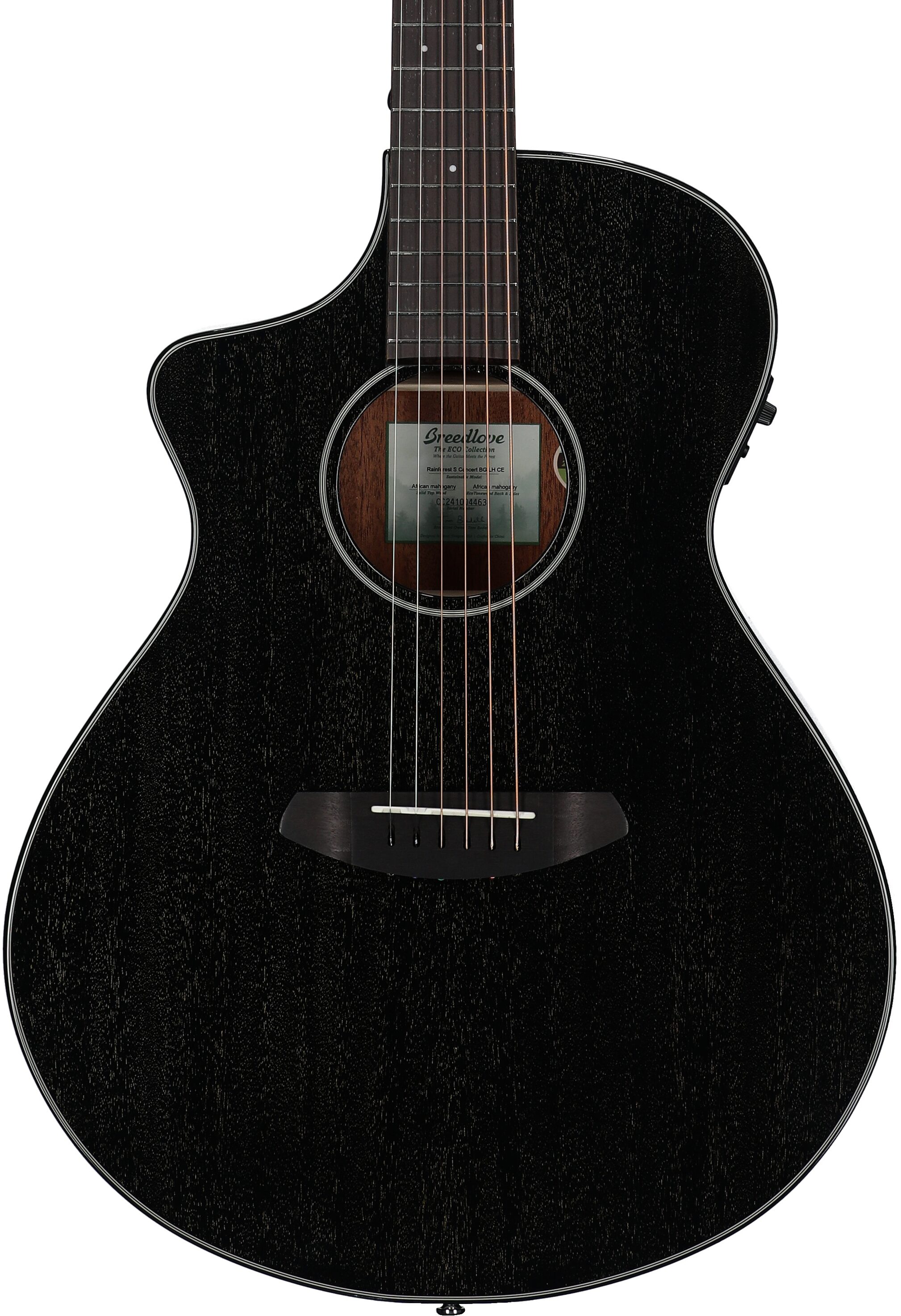 Breedlove Rainforest S Concert CE Acoustic-Electric Guitar, Left-Handed, Black Gold, Body Straight Front