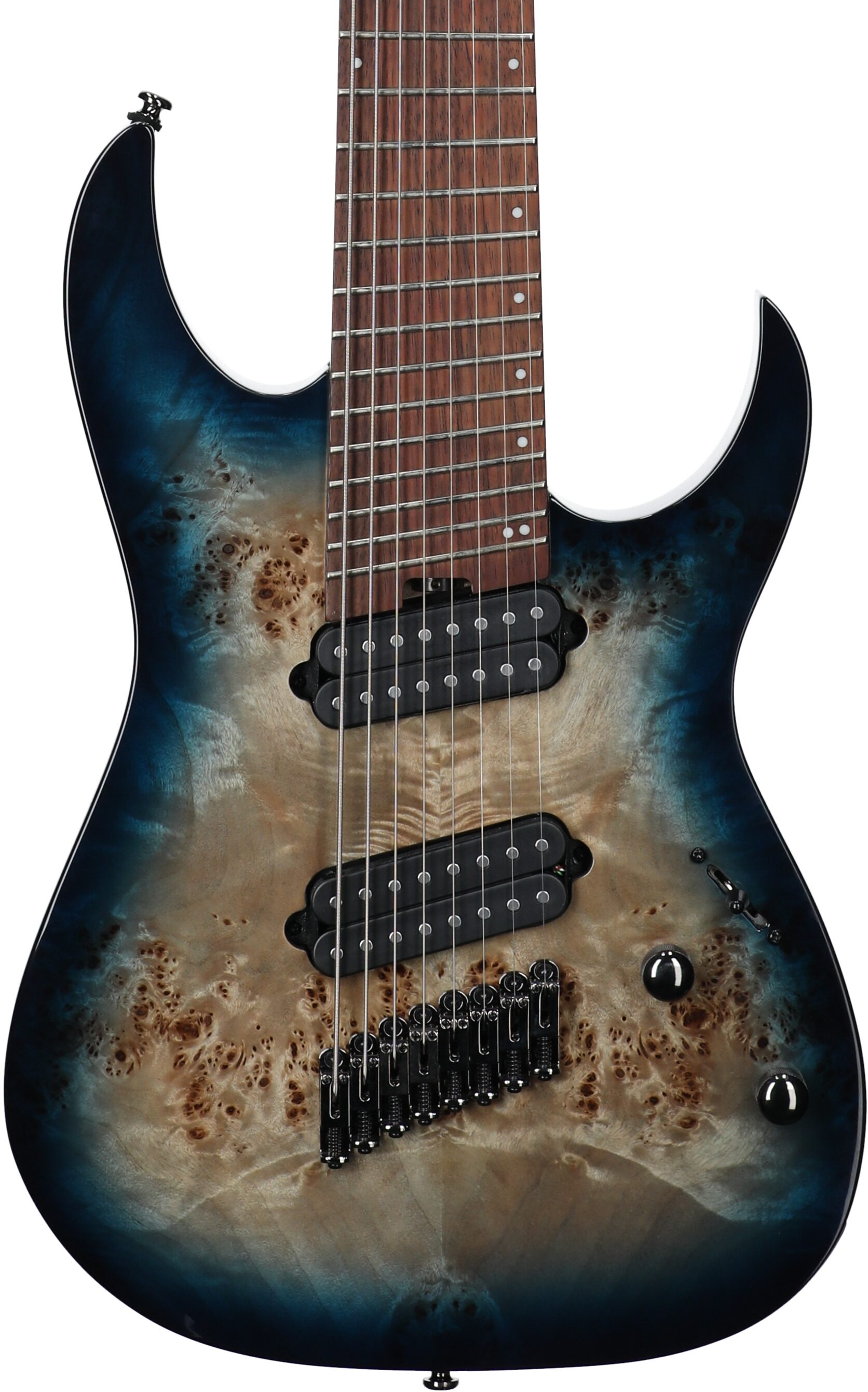 Ibanez RGMS8PB Multi-scale Electric Guitar, 8-String, Cosmic Blue Sunburst, Body Straight Front
