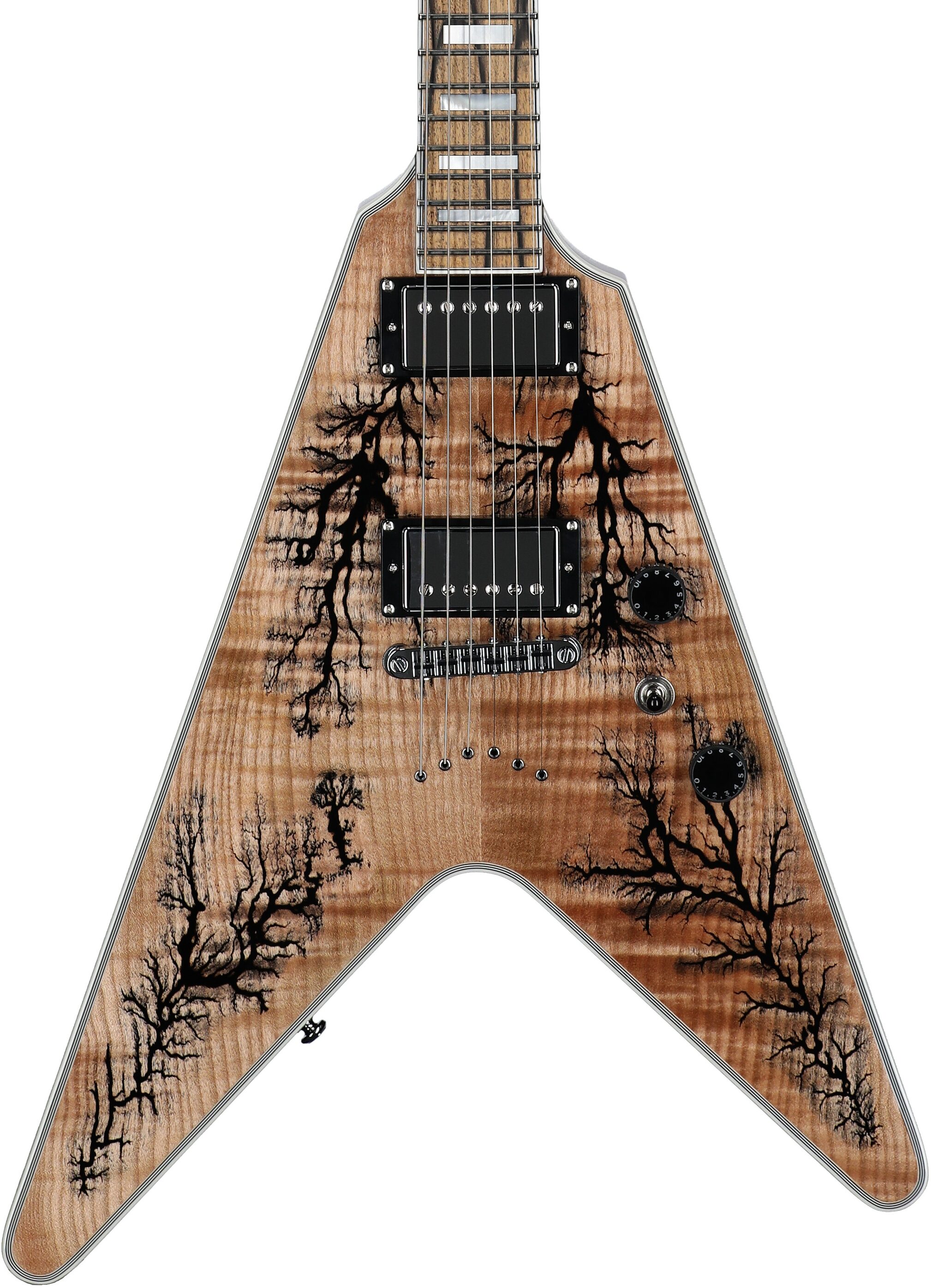 Schecter V-1 Electro-Resin Electric Guitar, Natural, Body Straight Front