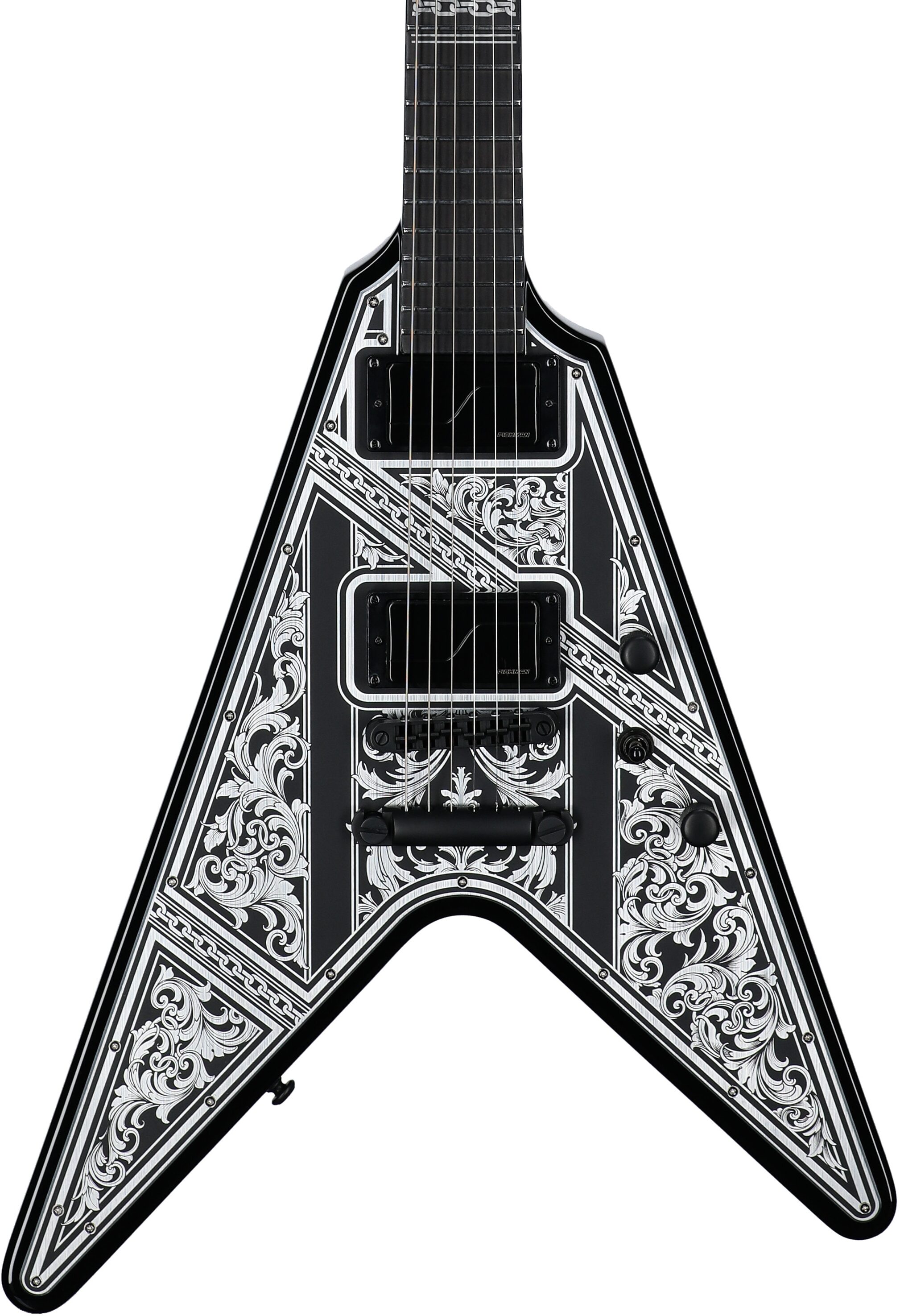 Schecter V-1 Przym Palladium Electric Guitar, Gloss Black, Body Straight Front