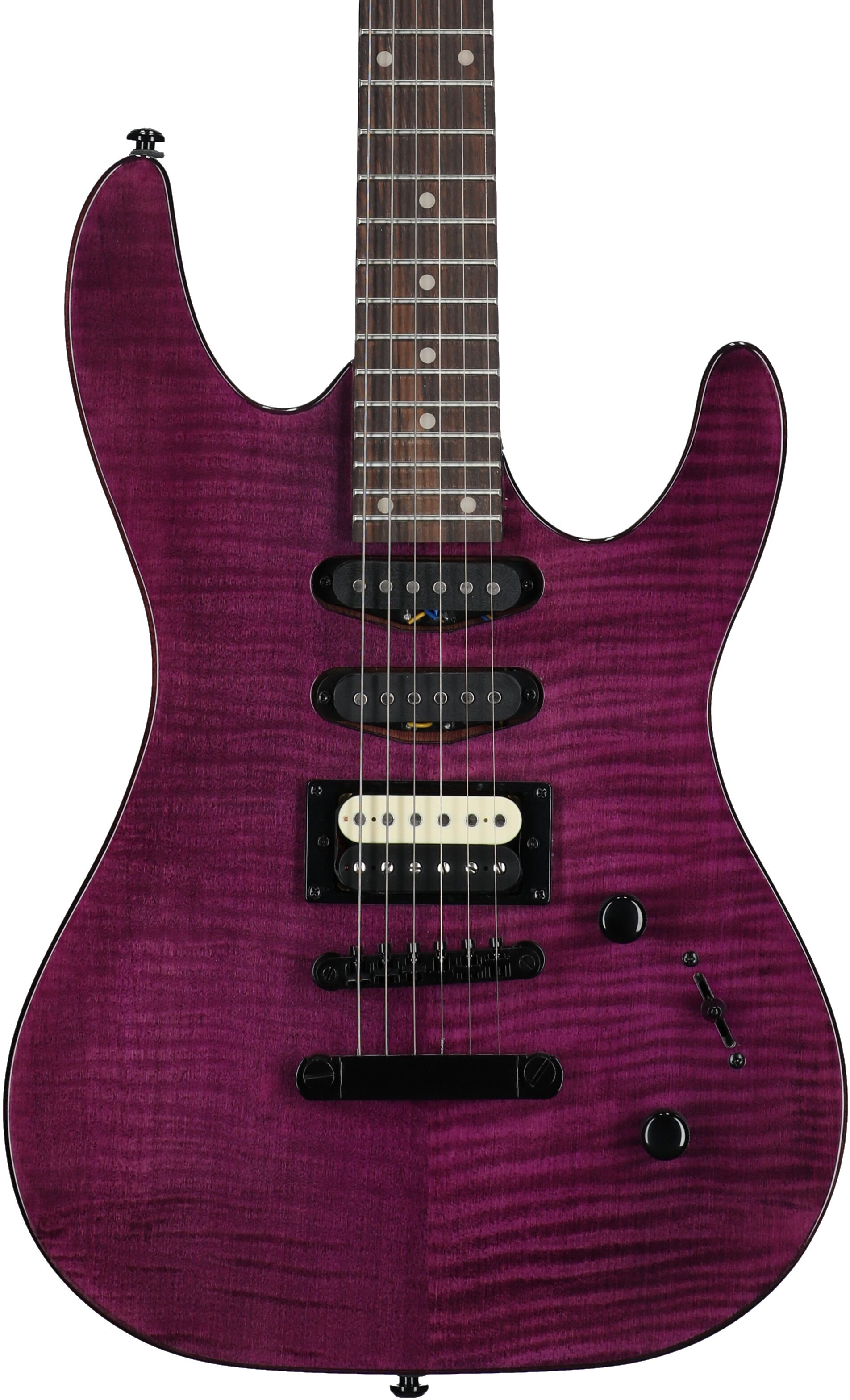 Kramer Striker Figured HSS Electric Guitar, Laurel Fingerboard, Transparent Purple, Open Box (Very Good), Body Straight Front
